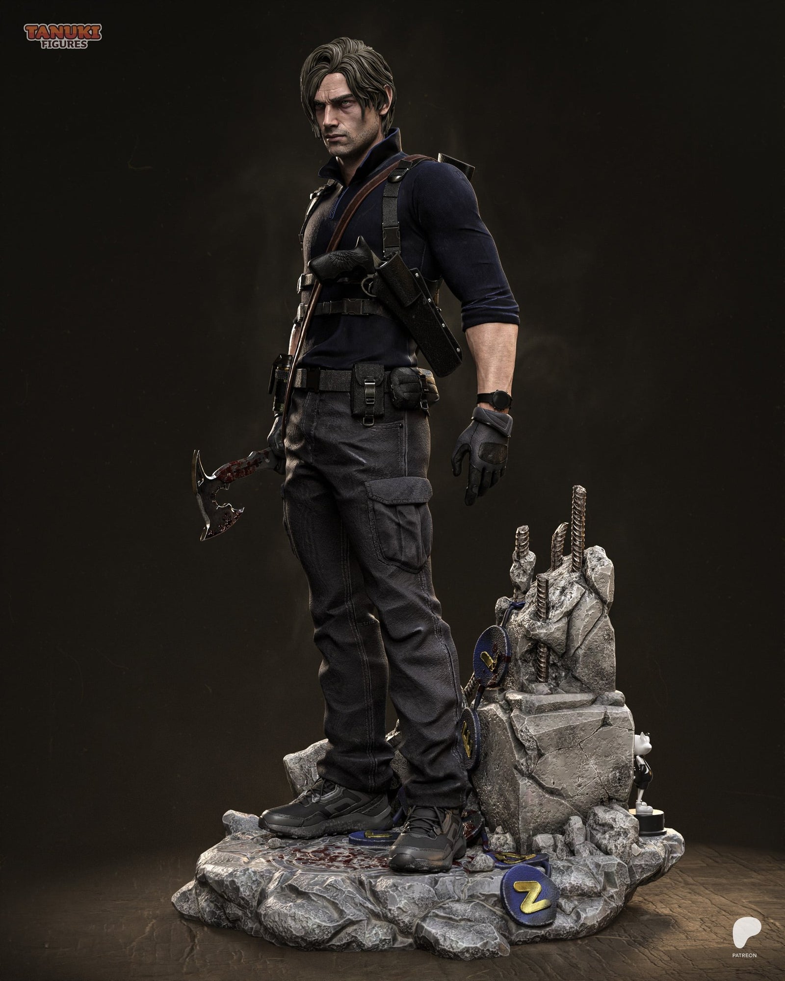 Leon S. Kennedy (Resident Evil) resin figure by Tanuki Figures — studio render 4
