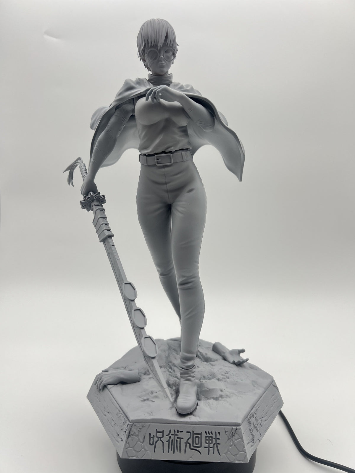 Maki Zenin resin figure, assembled with a grey primer finish by Cured Cove