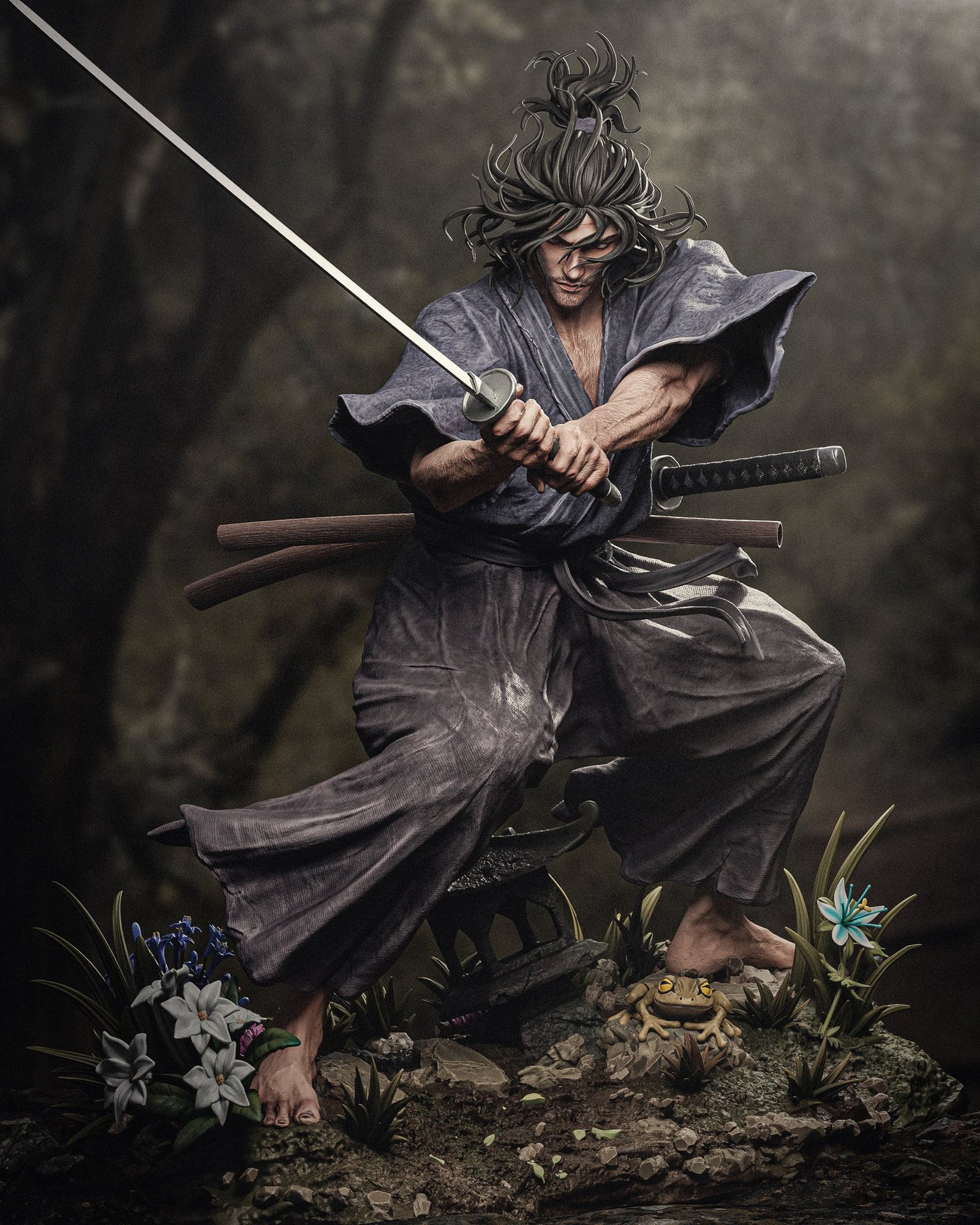 Miyamoto Musashi Vagabond resin figure by CA 3D Studios — studio preview 2