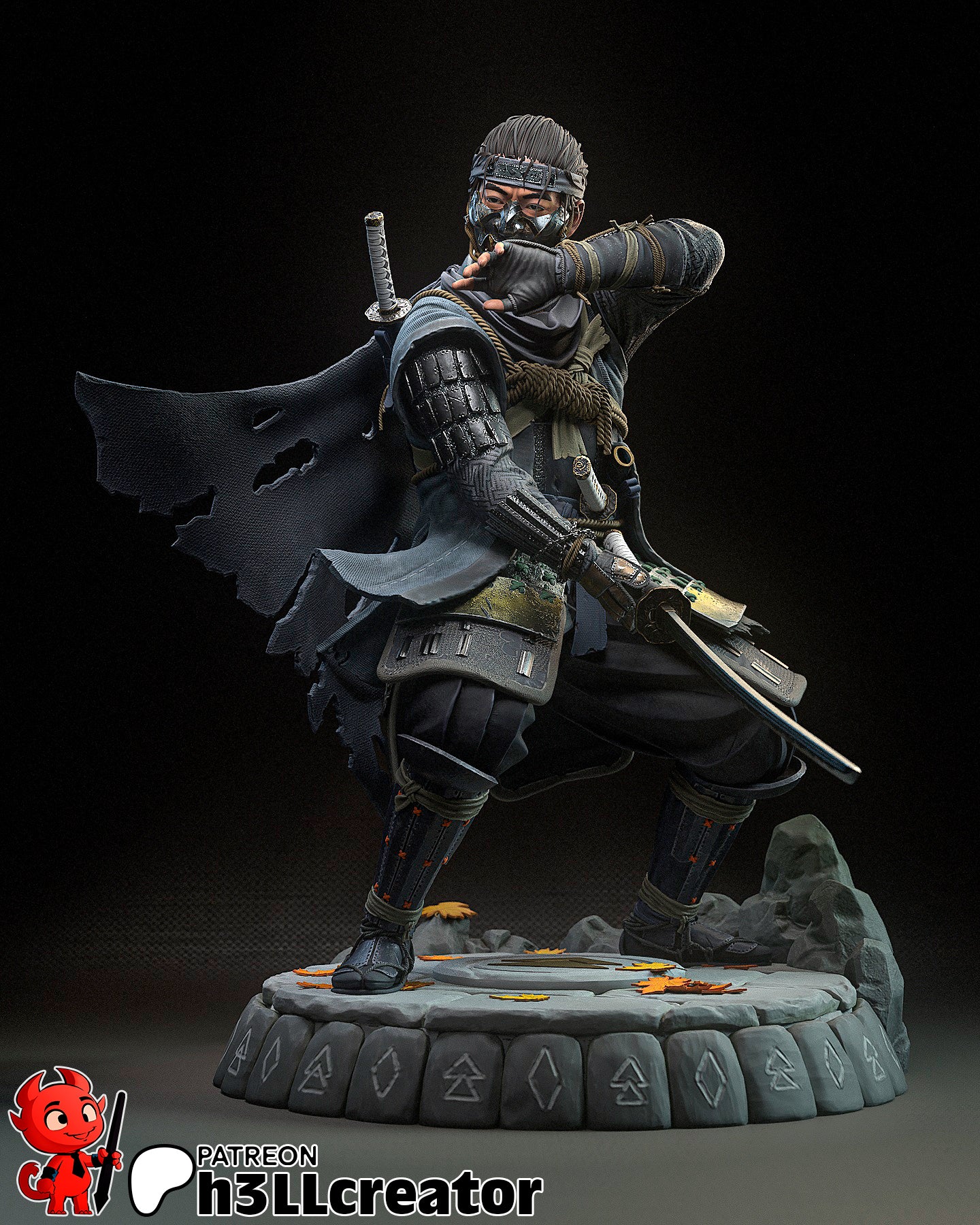 Jin Sakai (Ghost of Tsushima) resin figure by h3LLcreator — studio render 2