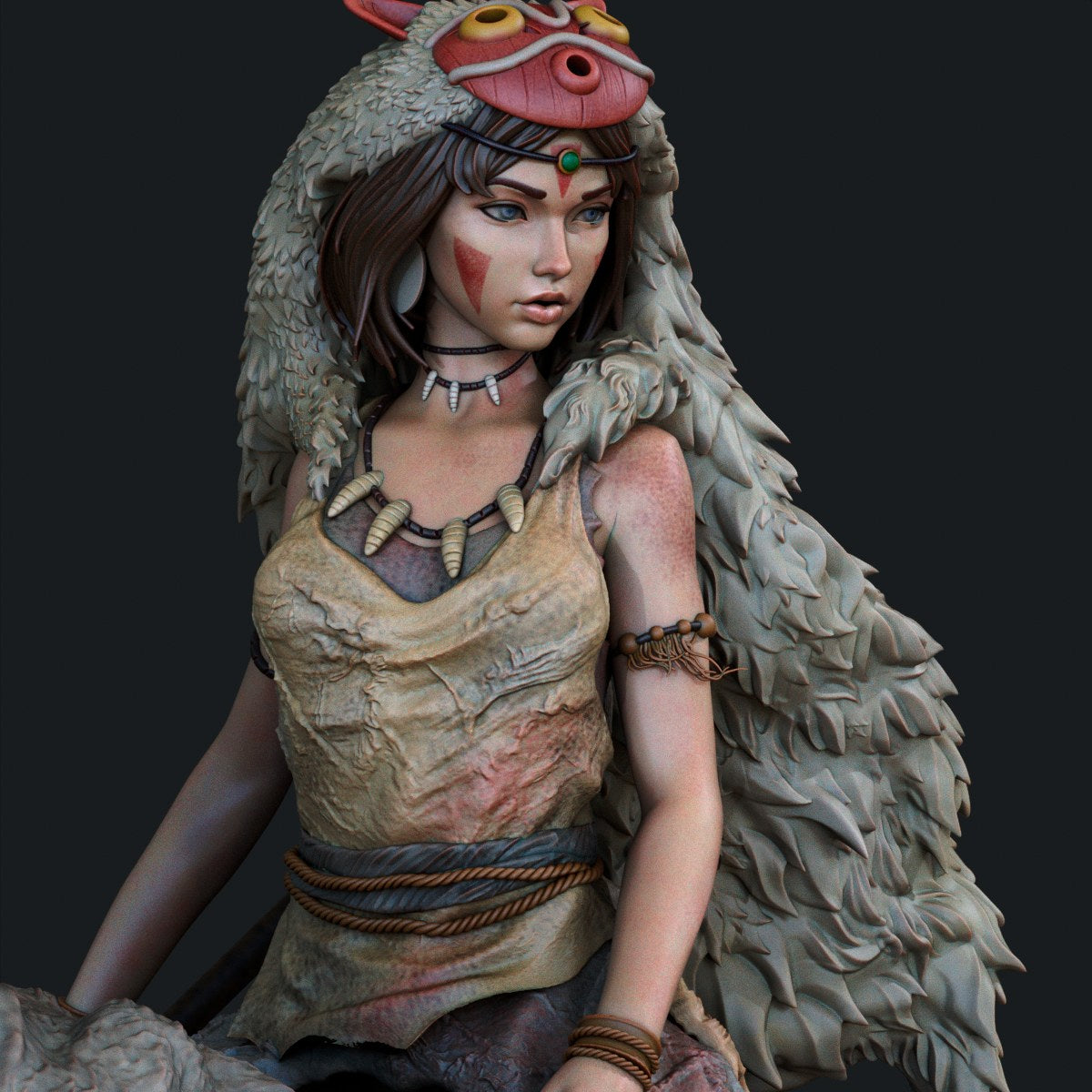 San (Princess Mononoke) resin figure by CA 3D Studios — studio render 4