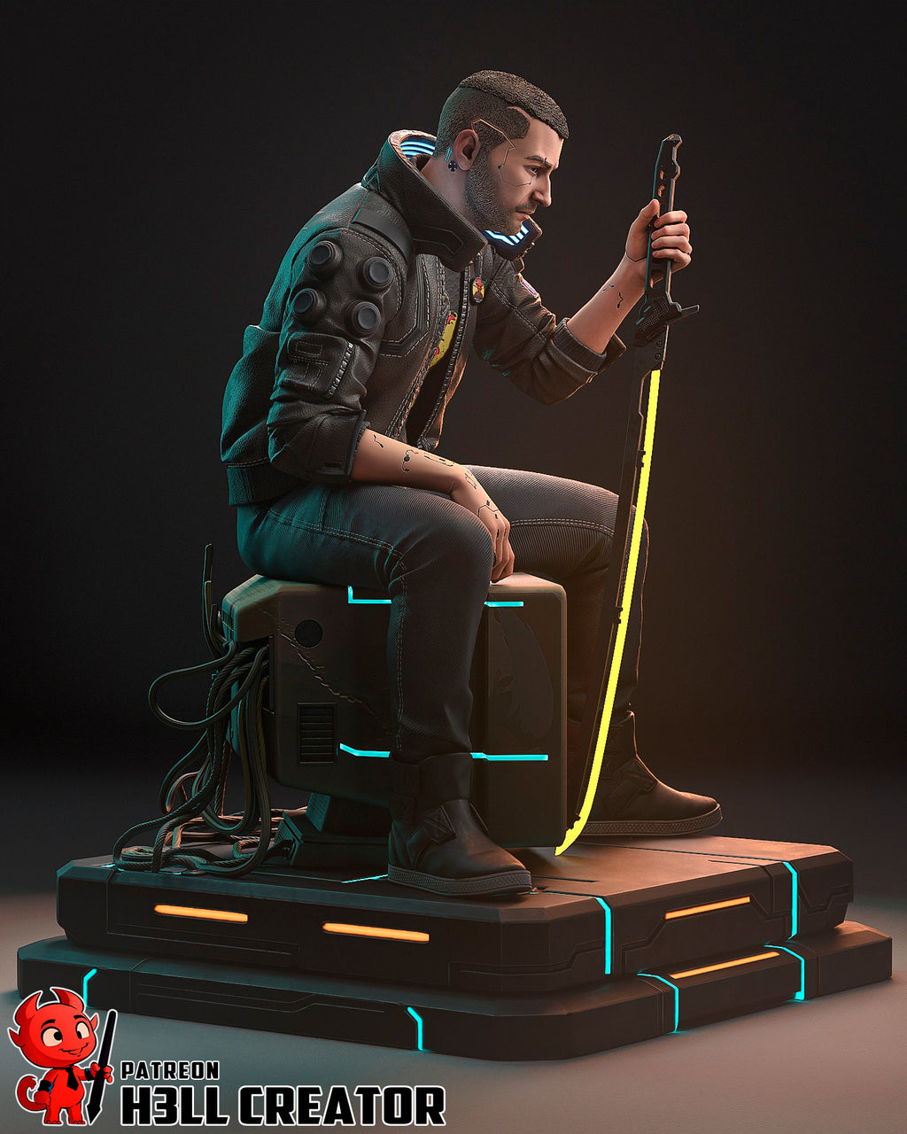 Male V (Cyberpunk 2077) resin figure by h3LLcreator — studio render 7