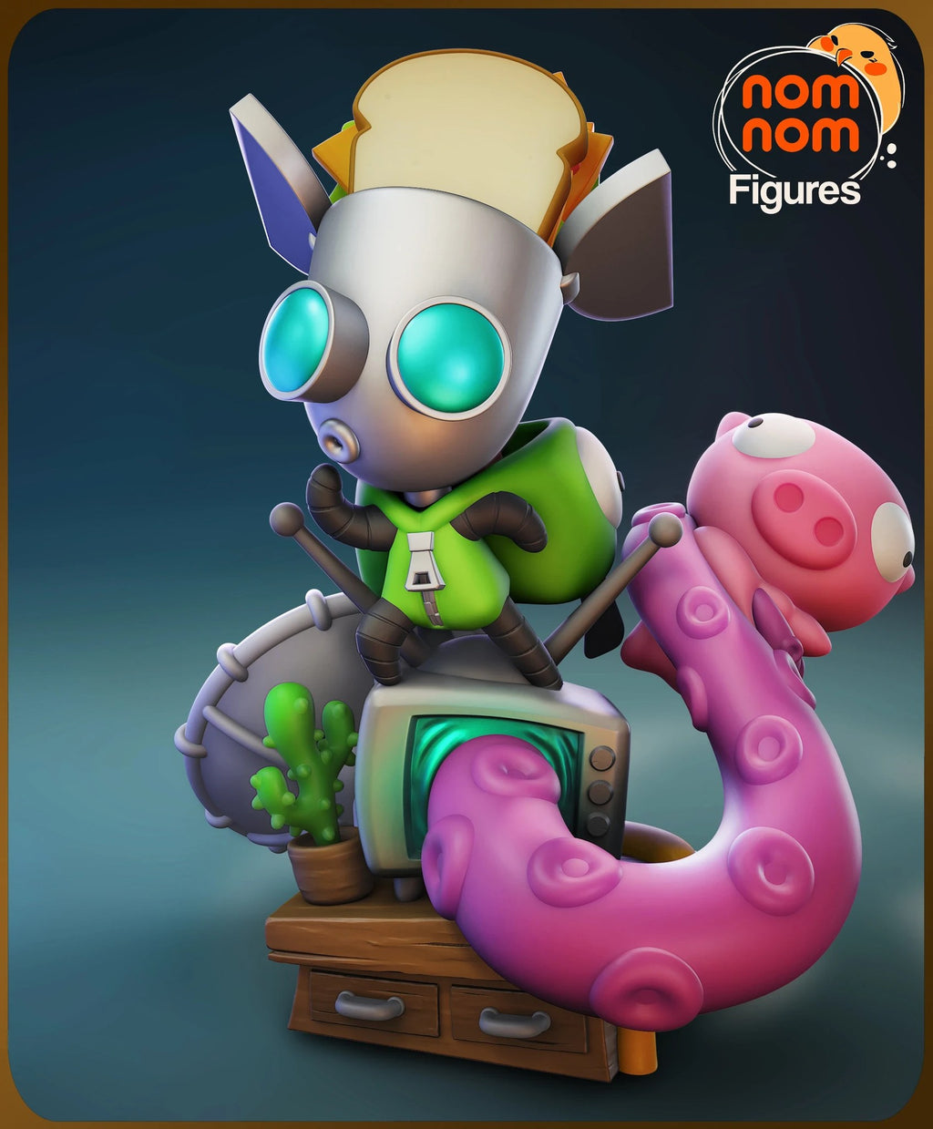 Gir Invader Zim Chibi resin figure by NomNom Figures — studio preview 1