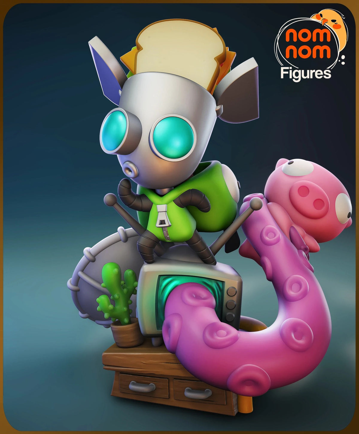 Gir Invader Zim Chibi resin figure by NomNom Figures — studio preview 1