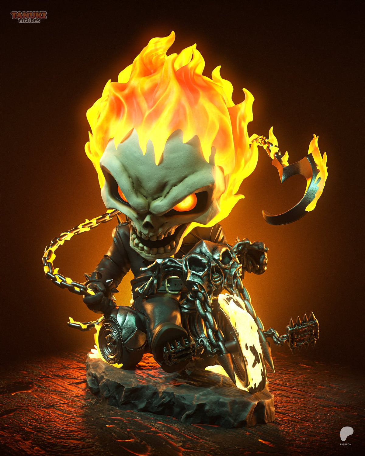 Ghost Rider (Marvel) resin figure by Tanuki Figures — studio render 4