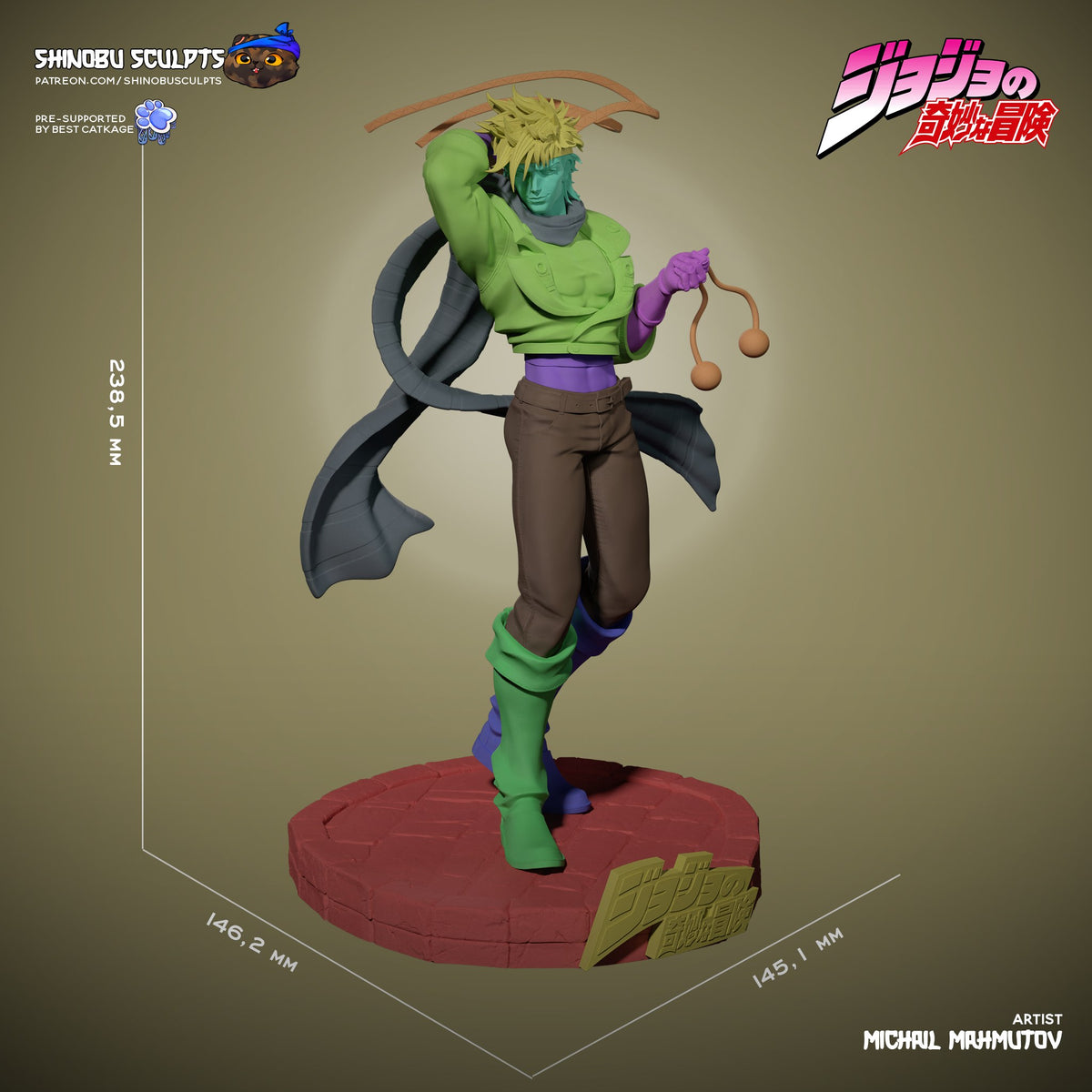 Joseph Joestar (Jojo's Bizarre Adventure) resin figure by Shinobu Sculpts — studio render 6
