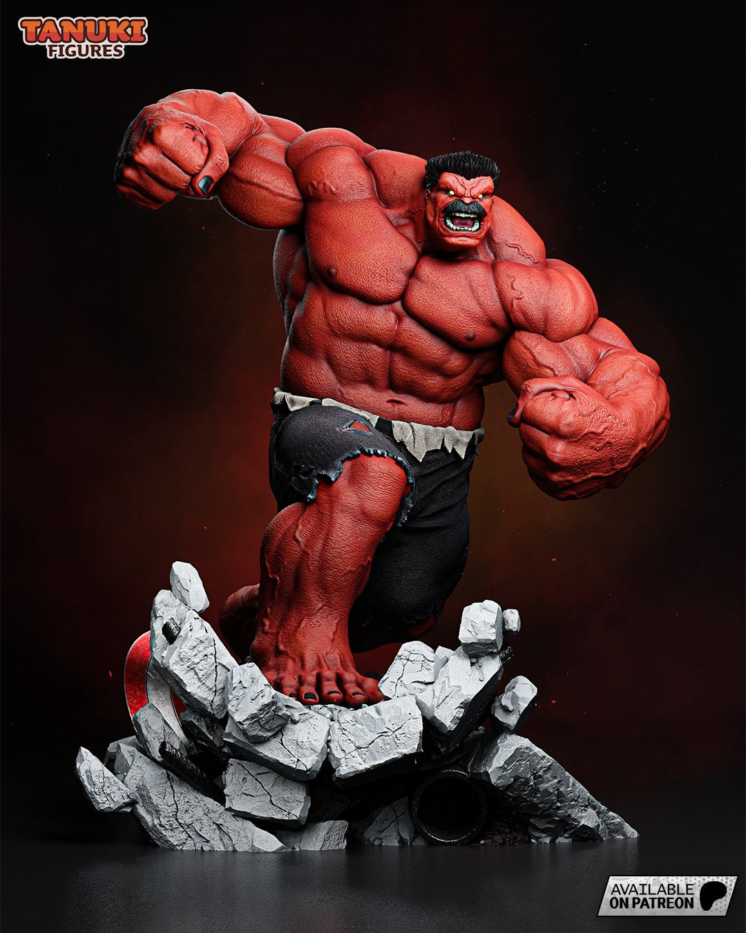 Red Hulk (Marvel) resin figure by Tanuki Figures — studio render 1
