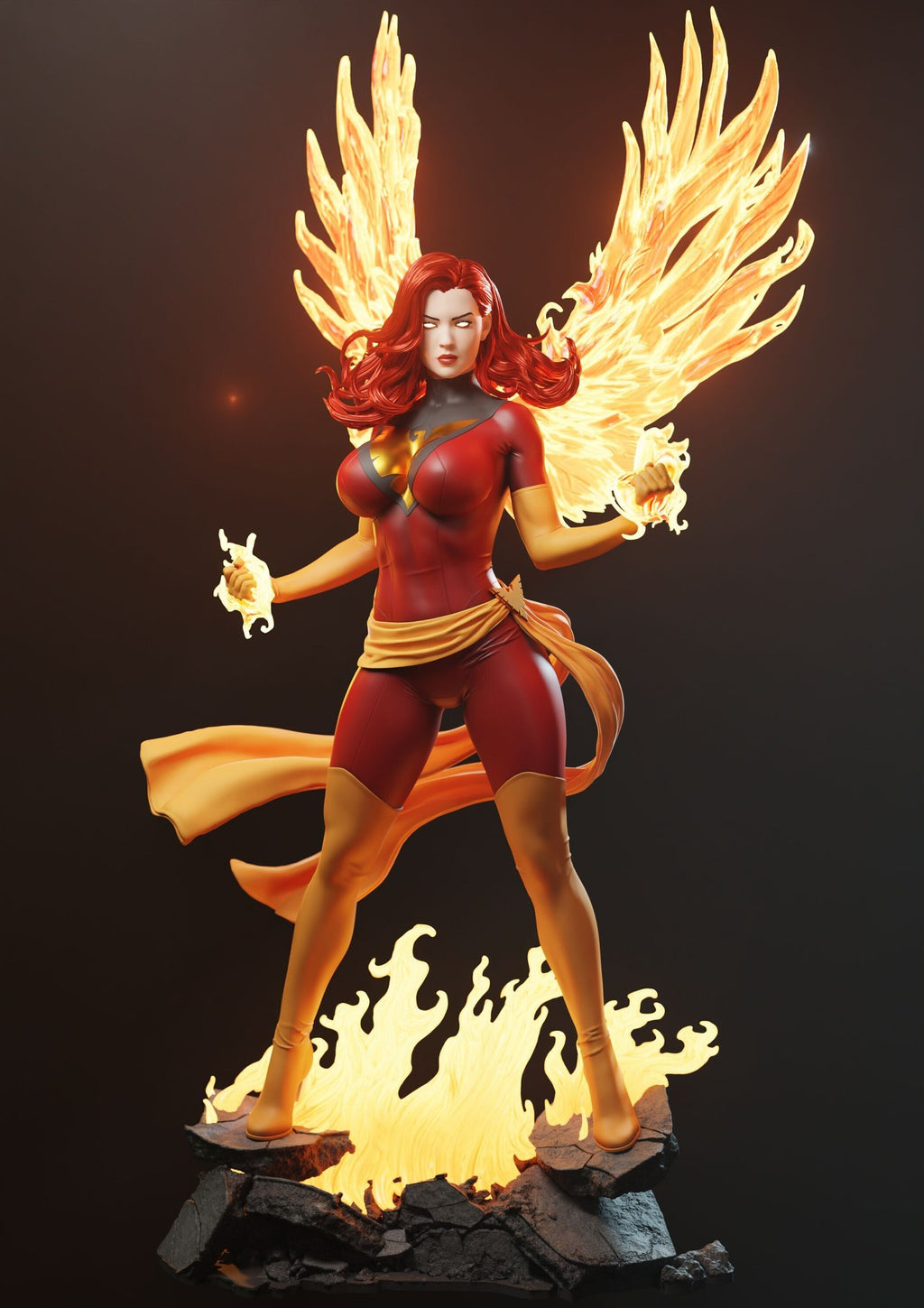 Jean Grey (Marvel) resin figure by Abe3D — studio render 1