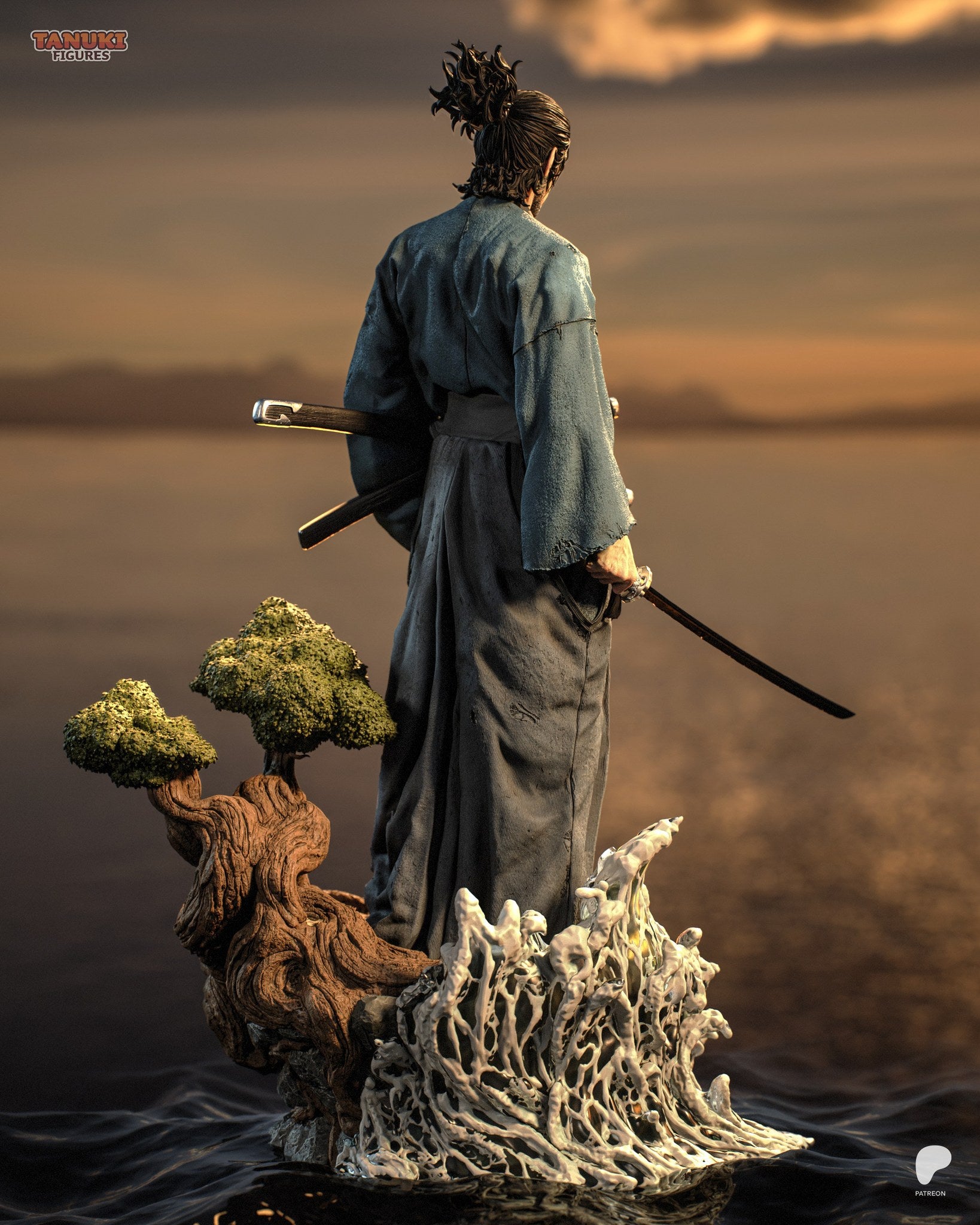 Miyamoto Musashi (Vagabond) resin figure by Tanuki Figures — studio render 2