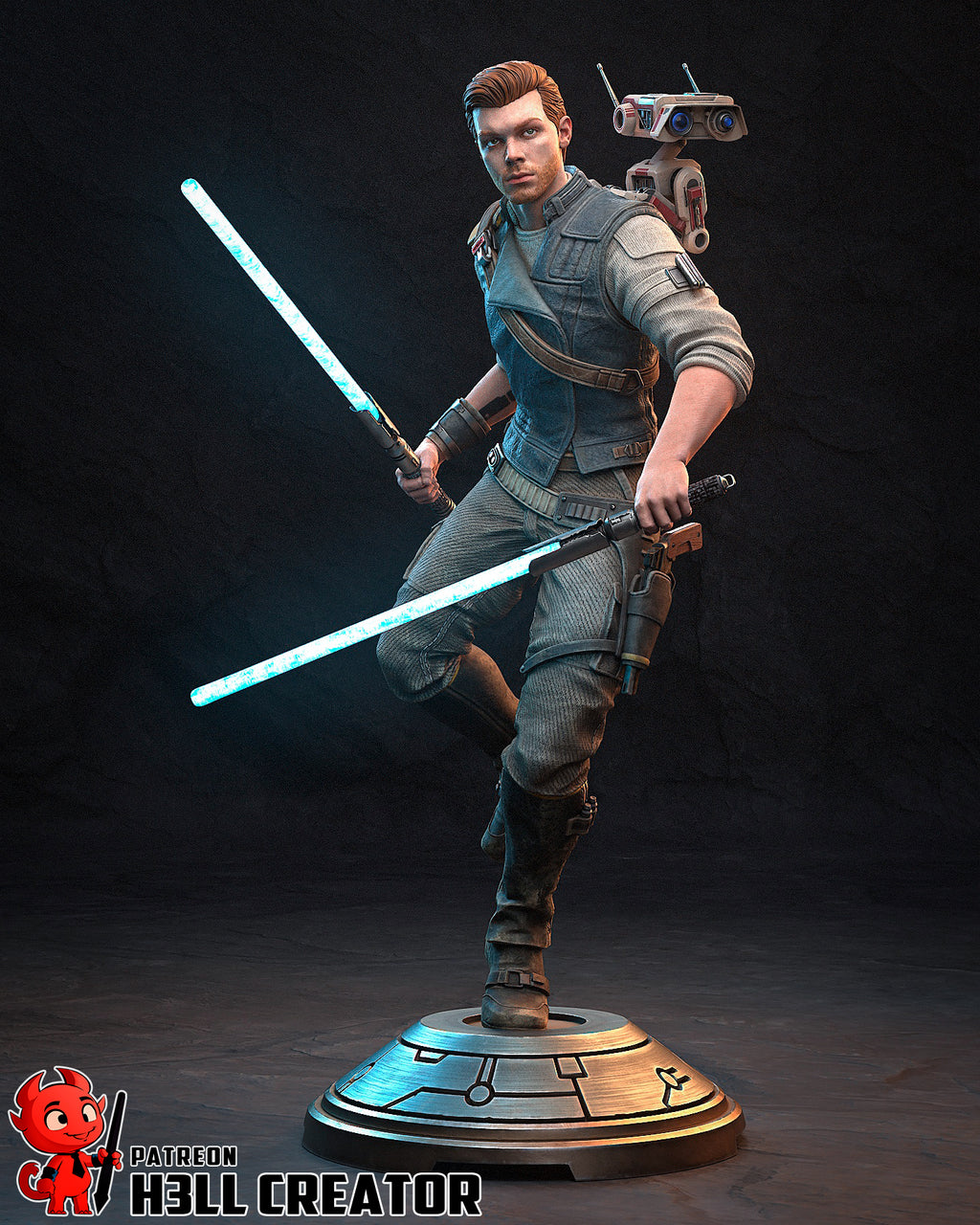 Cal Kestis (Star Wars) resin figure by h3LLcreator — studio render 3