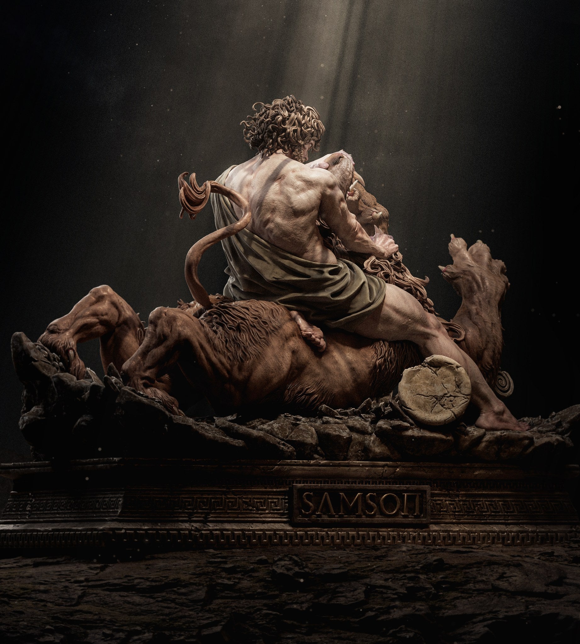 Samson and the lion (Biblical mythology) resin figure by CA 3D Studios — studio render 4
