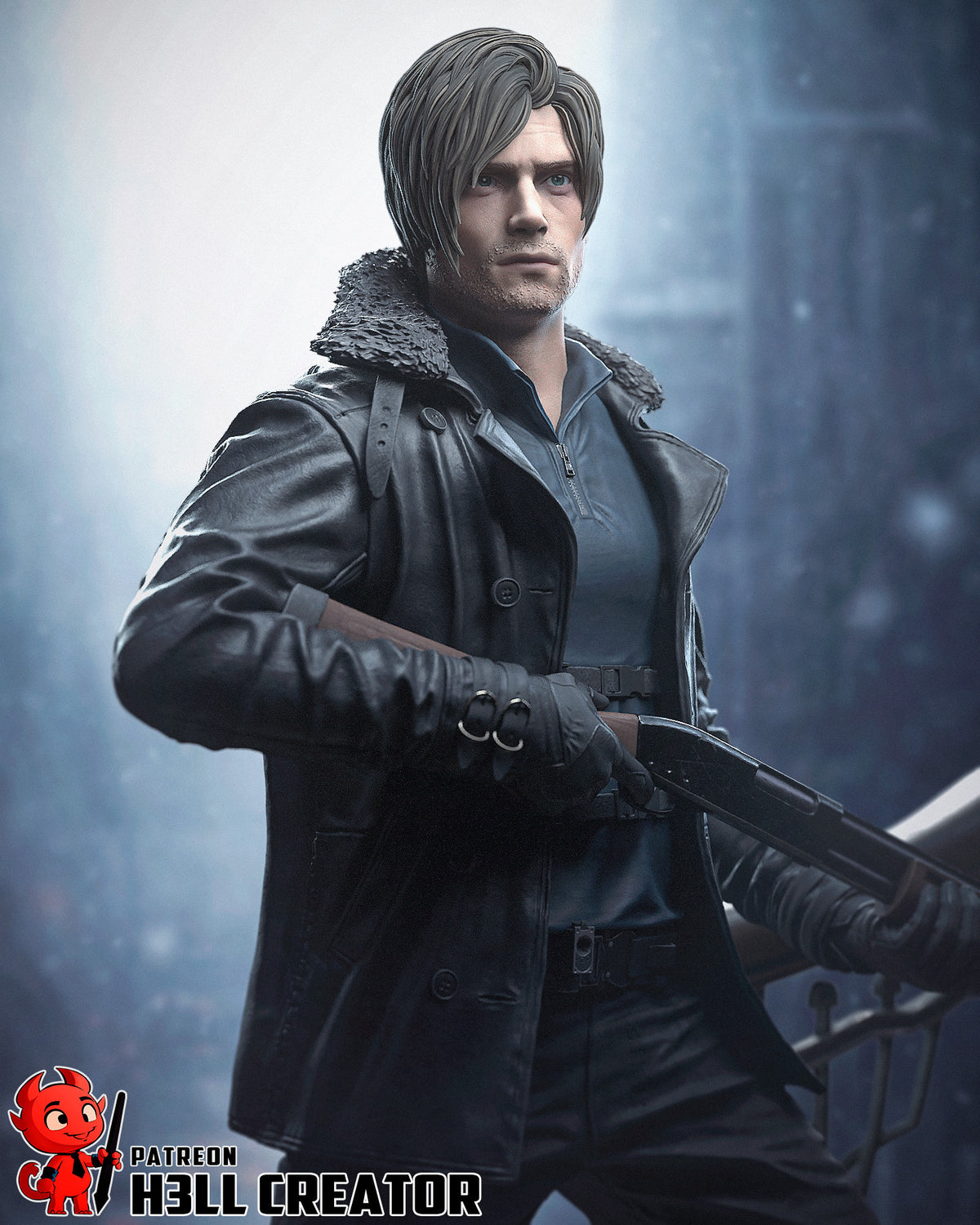 Leon S. Kennedy (Resident Evil) resin figure by h3LLcreator — studio render 1