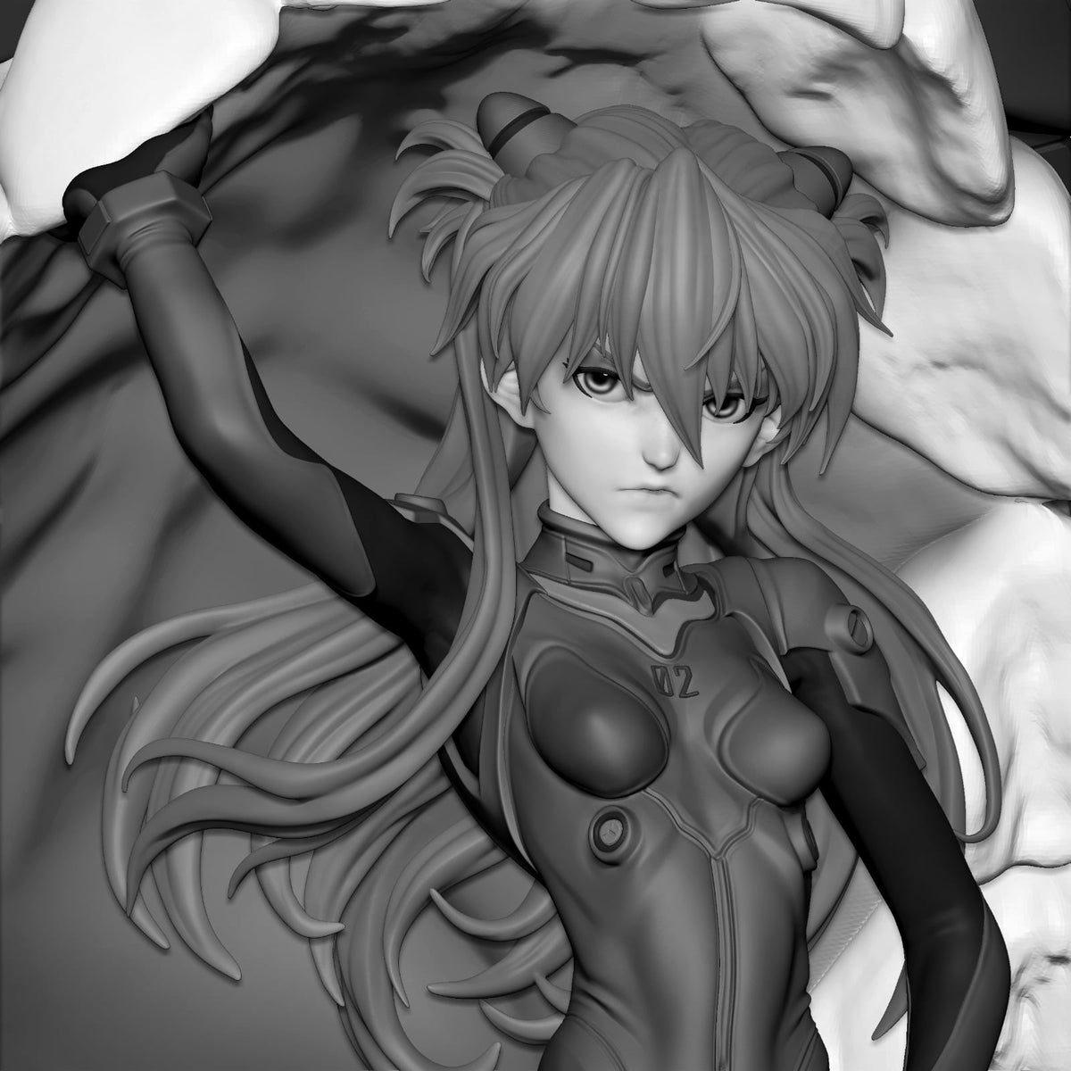 Asuka Langley Soryu and Eva-01 — studio render 6