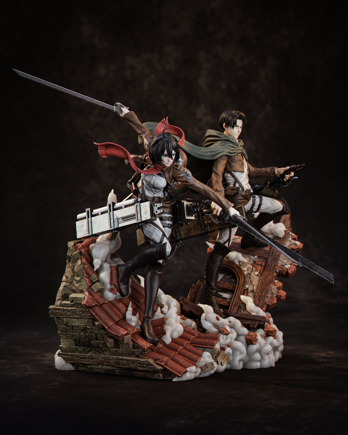 Mikasa Ackerman and Levi Ackerman Attack on Titan Diorama resin figure by CA 3D Studios — studio preview 2