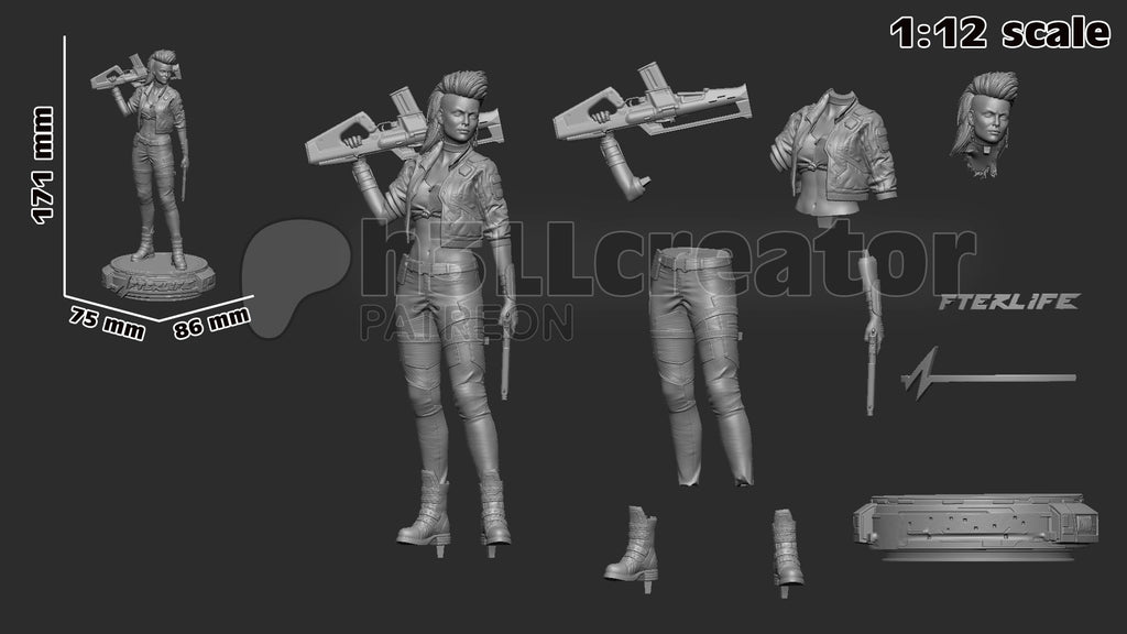 Rogue Amendiares (Cyberpunk 2077) resin figure by h3LLcreator — studio render 14
