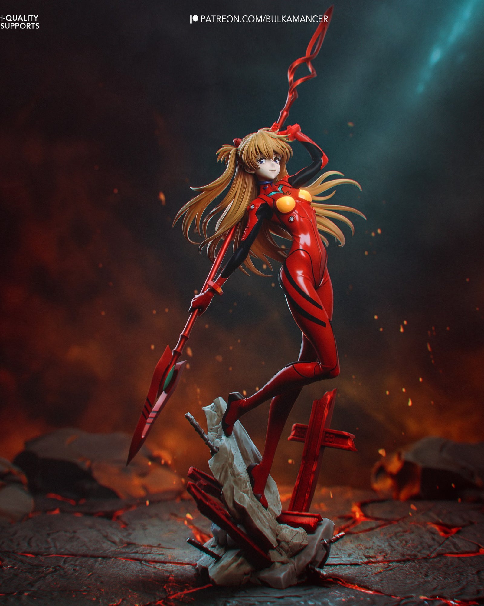 Asuka Langley (Evangelion) resin figure by Bulkamancer — studio render 2