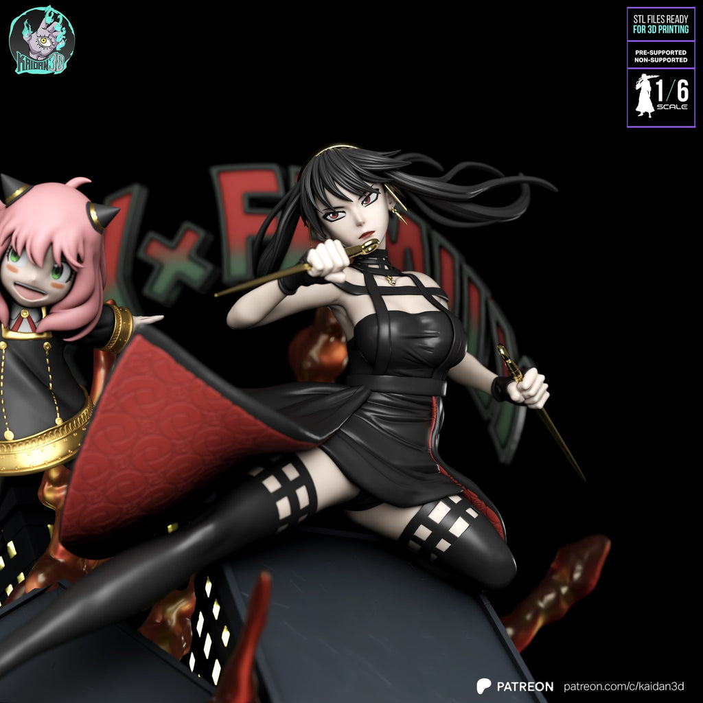 Loid and Yor and Anya (Spy x Family) resin figure by Kaidan 3D — studio render 5