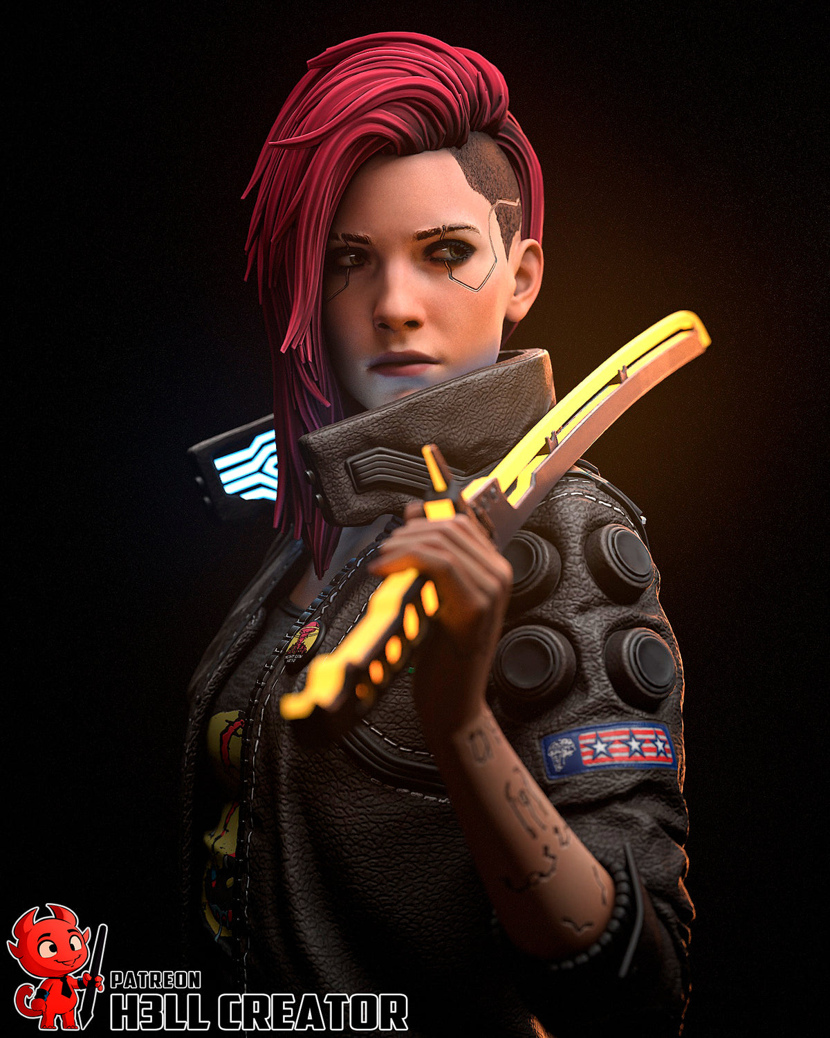 Female V (Cyberpunk 2077) resin figure by h3LLcreator — studio render 4