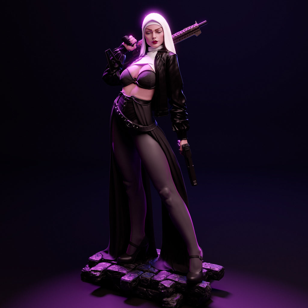 Nun with Gun — studio render 5