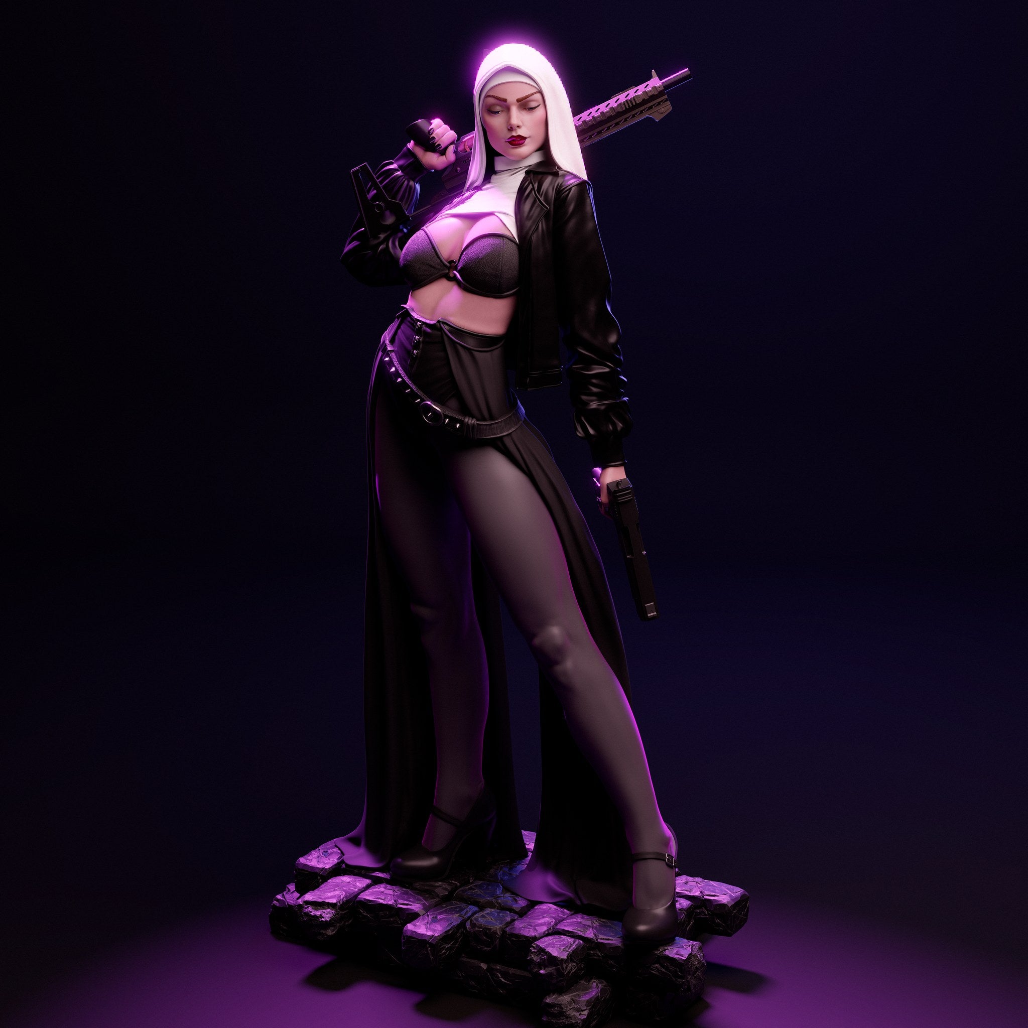 Nun with Gun — studio render 5