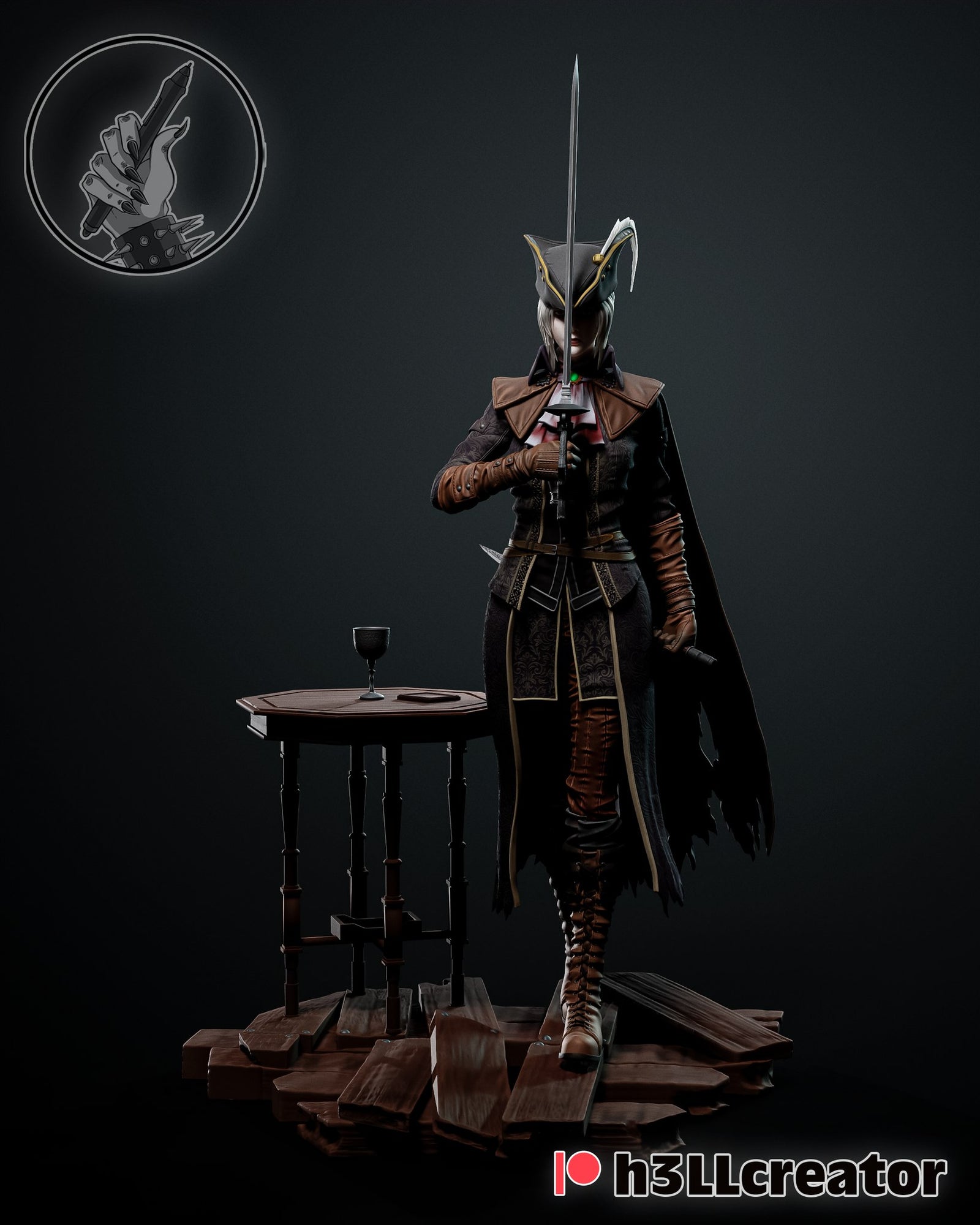 Lady Maria (Bloodborne) resin figure by h3LLcreator — studio render 1
