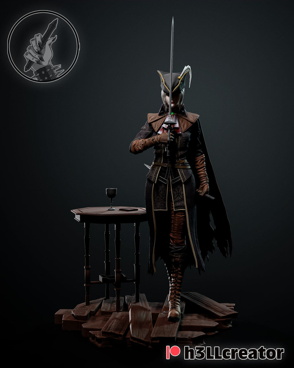 Lady Maria (Bloodborne) resin figure by h3LLcreator — studio render 1