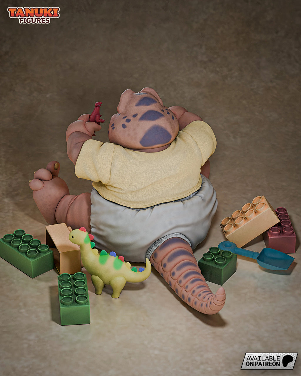 Baby Sinclair (Dinosaurs) resin figure by Tanuki Figures — studio render 6