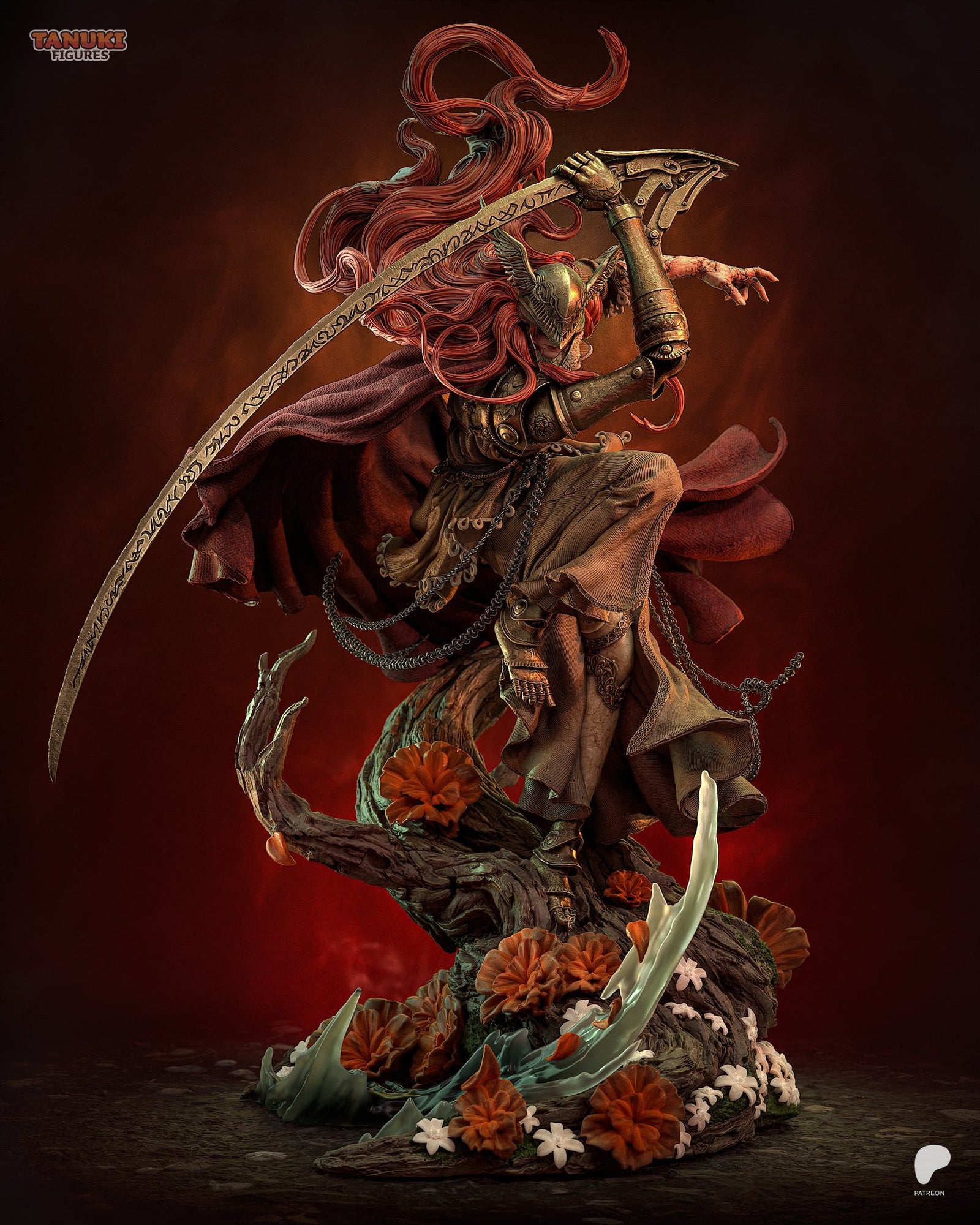 Malenia (Elden Ring) resin figure by Tanuki Figures — studio render 1