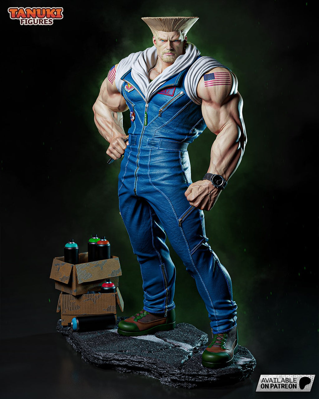 Guile (Street Fighter) resin figure by Tanuki Figures — studio render 2