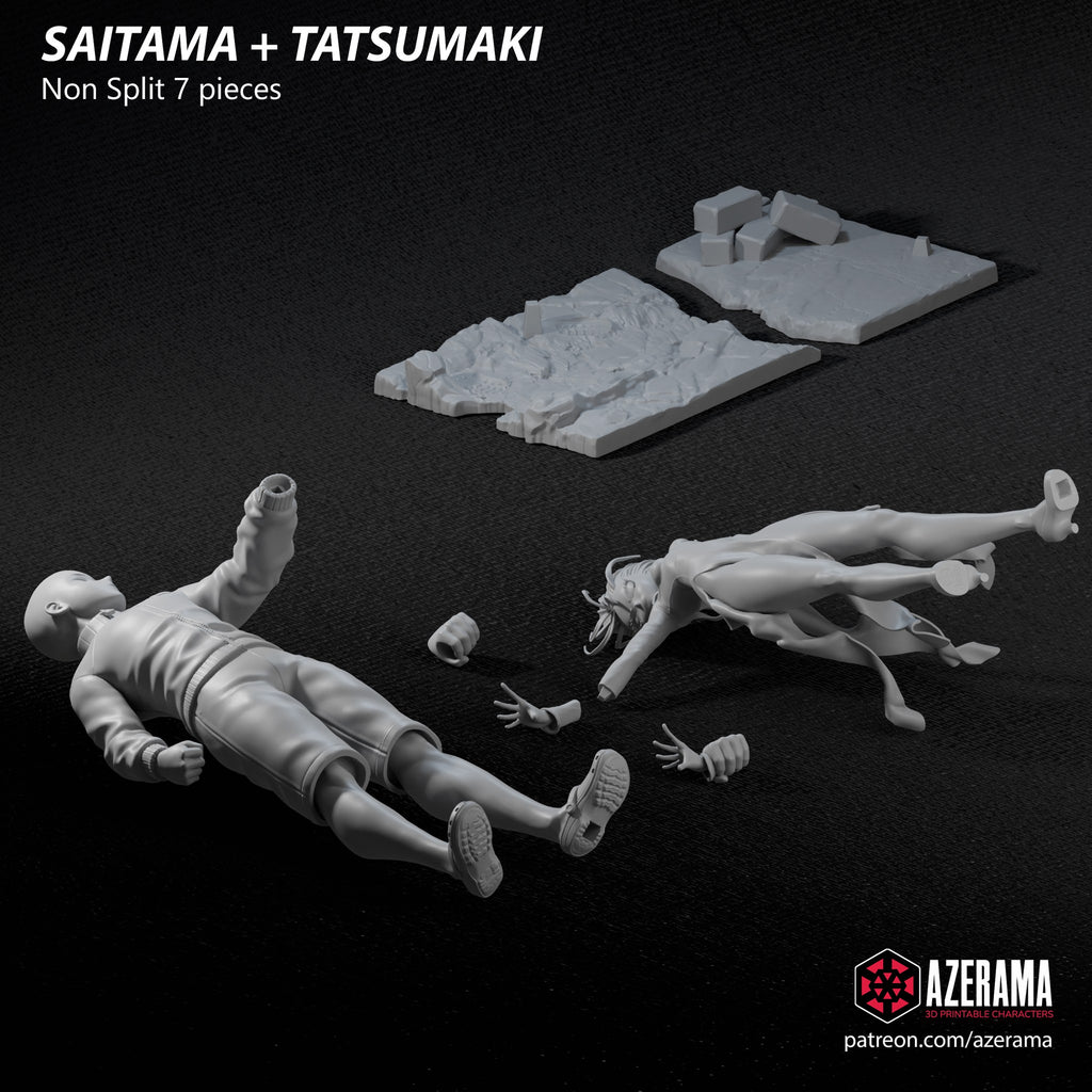 Saitama and Tatsumaki (One Punch Man) resin figure by Azerama — studio render 5