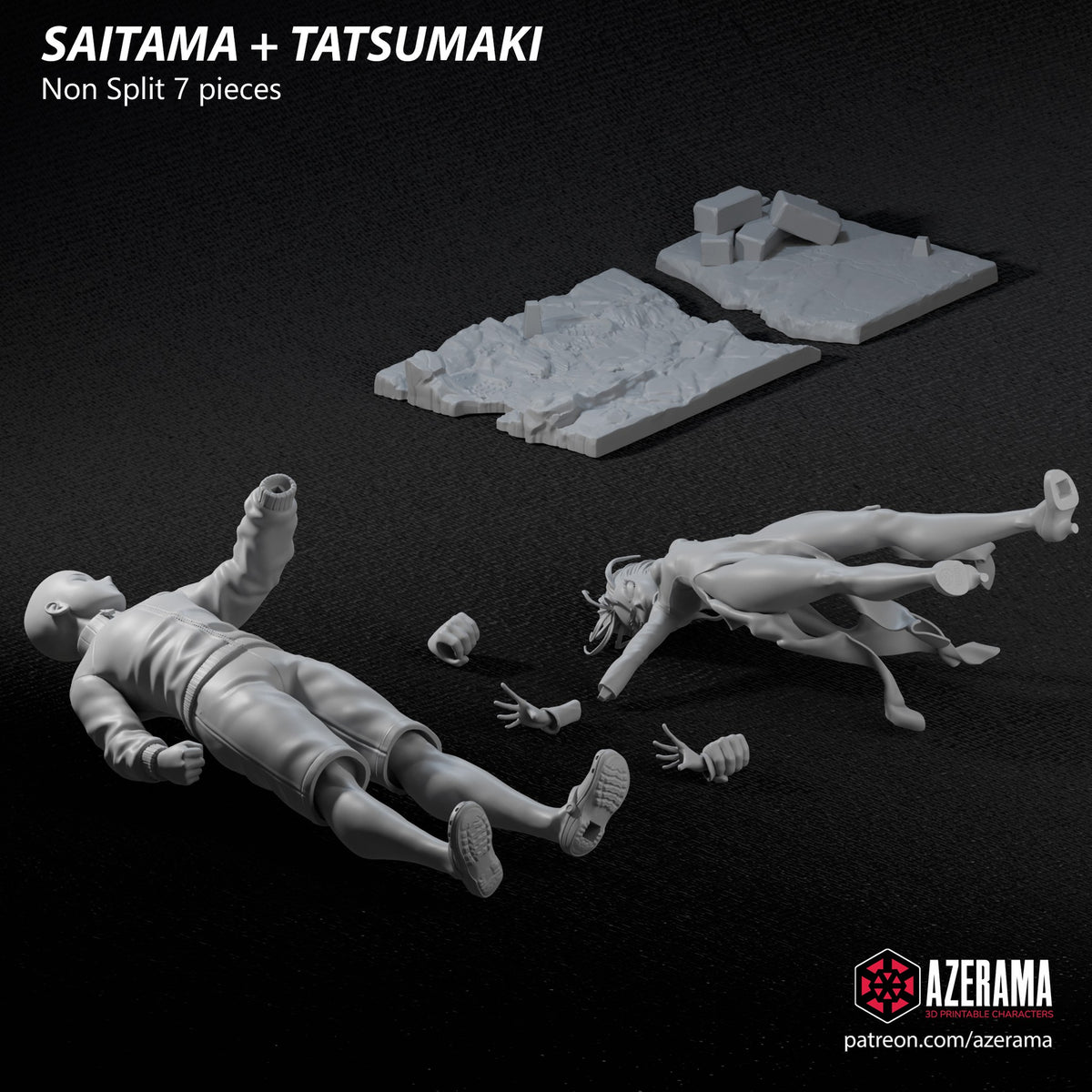 Saitama and Tatsumaki (One Punch Man) resin figure by Azerama — studio render 5