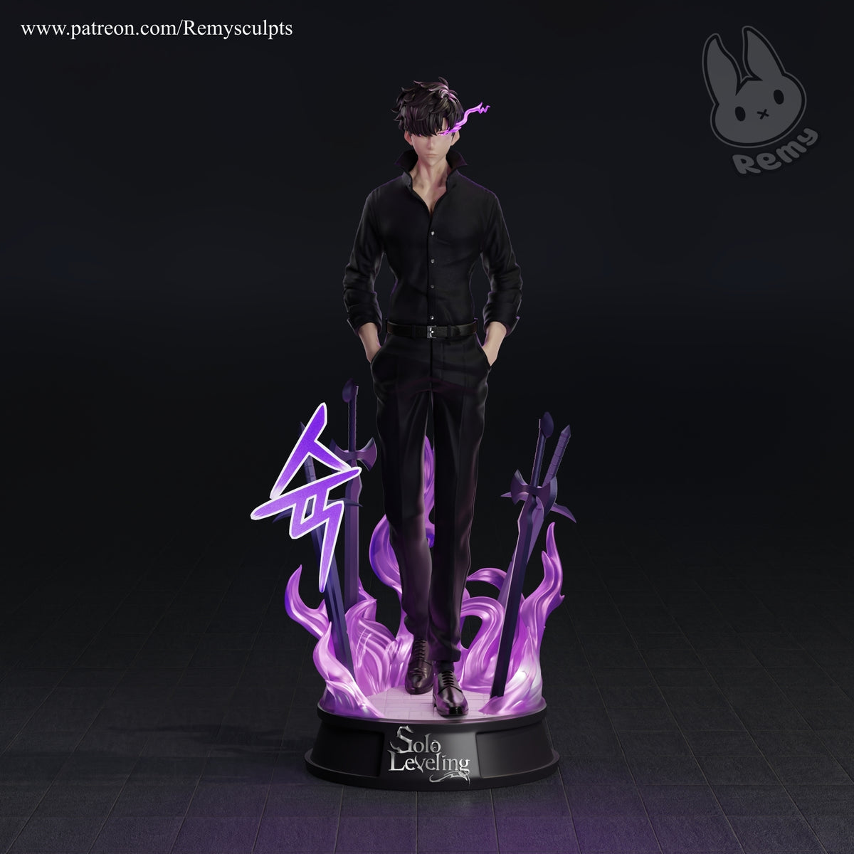 Sung Jin-Woo (Solo Leveling) resin figure by RemyJF — studio render 1