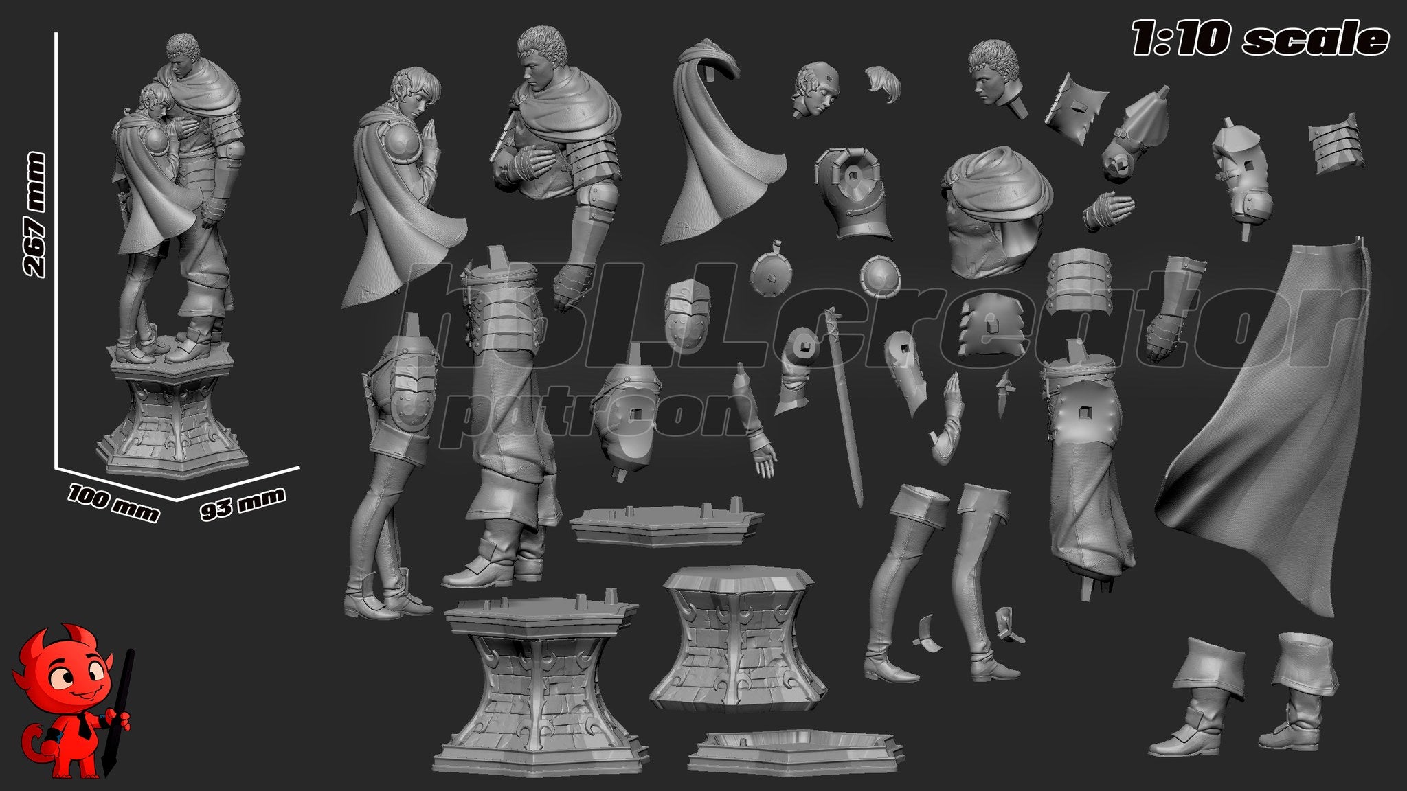 Guts and Casca (Berserk) resin figure by h3LLcreator — studio render 9
