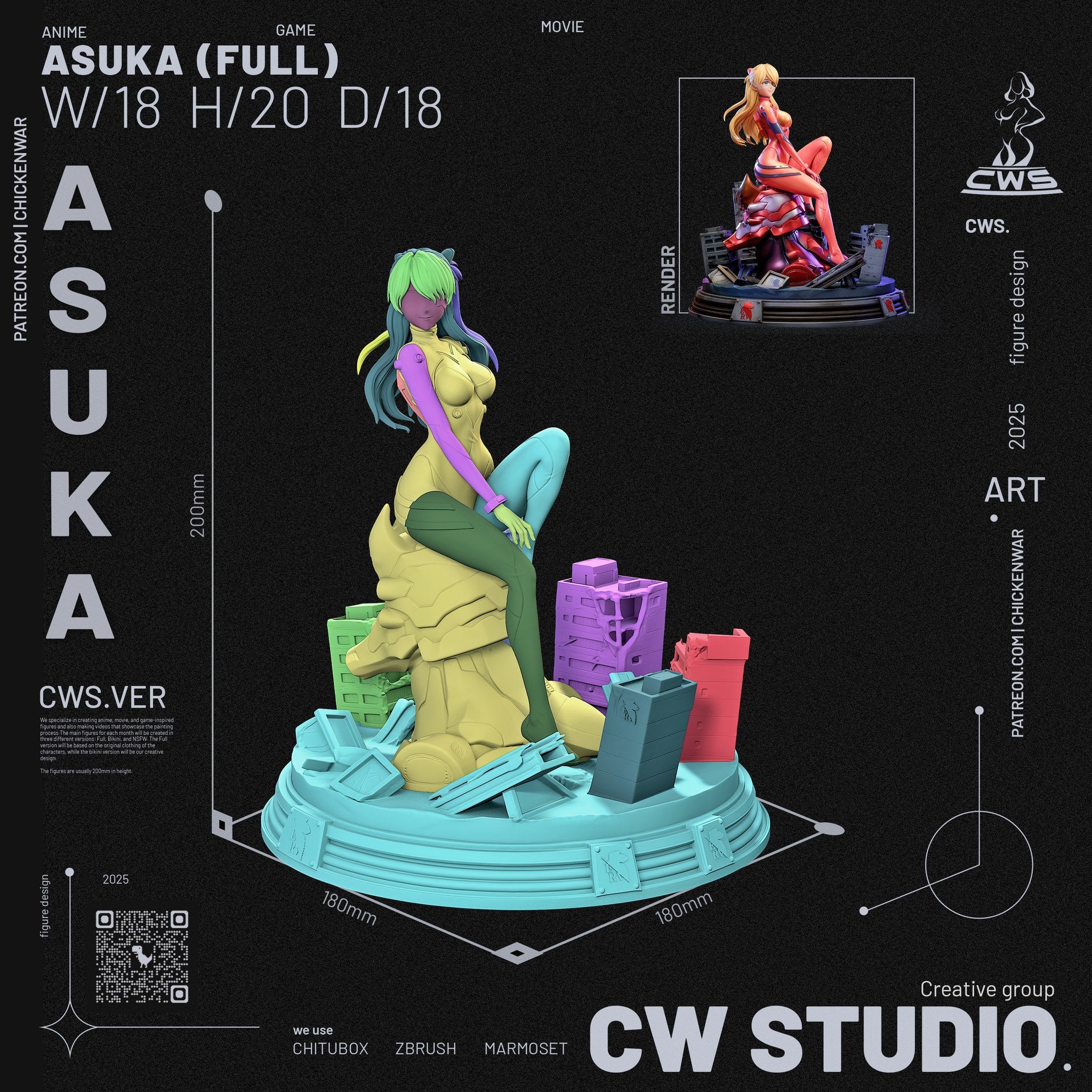 Asuka Langley (Evangelion) resin figure by CW Studio — studio render 12