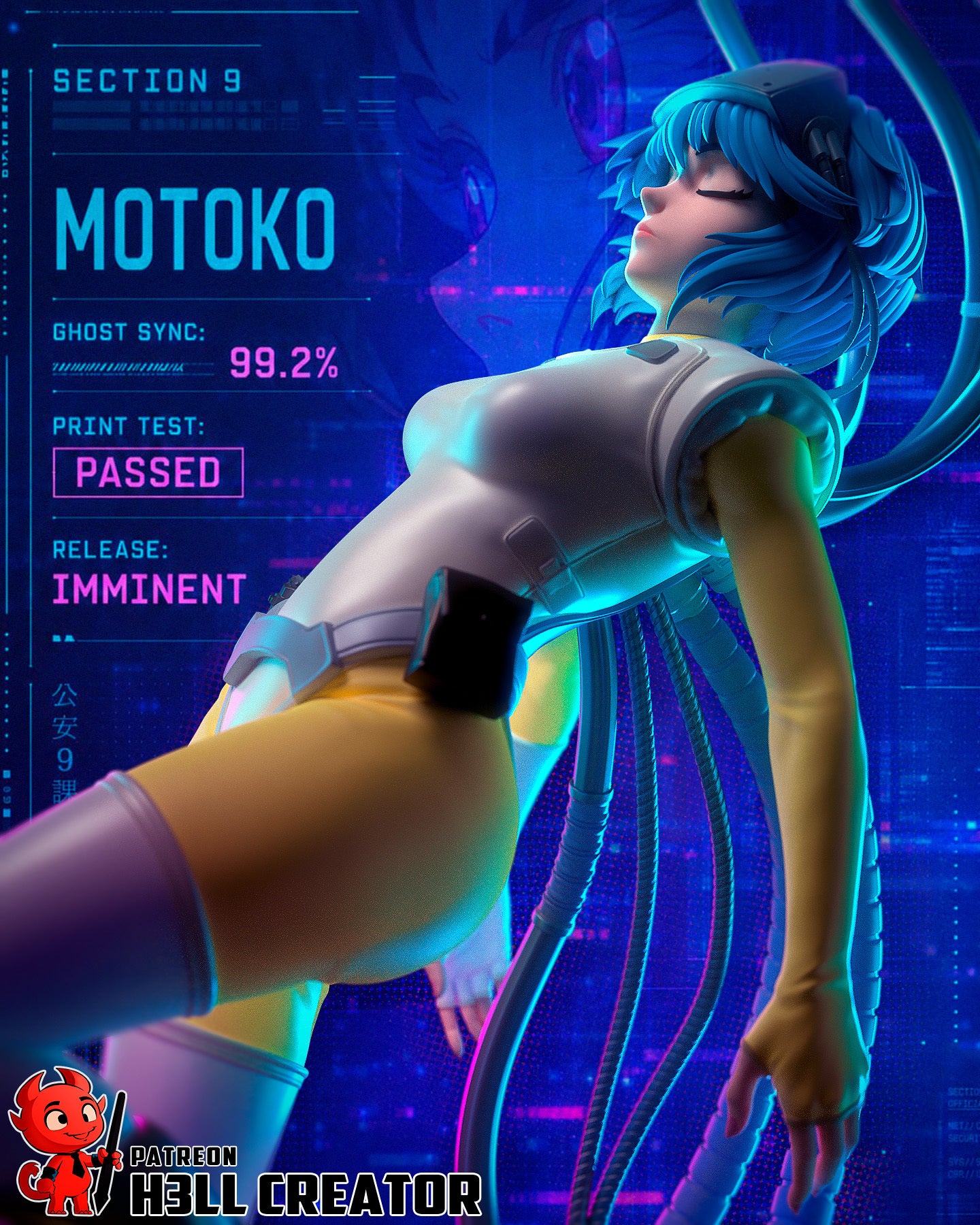 Motoko Kusanagi (Ghost in the Shell) resin figure by h3LLcreator — studio render 1