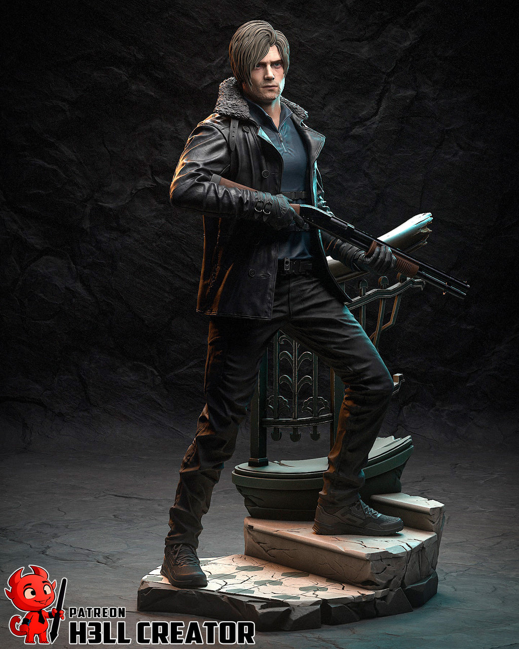 Leon S. Kennedy (Resident Evil) resin figure by h3LLcreator — studio render 3