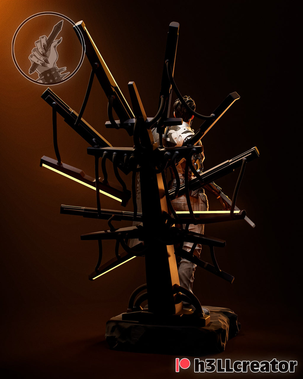 Adam Jensen (Deus Ex) resin figure by h3LLcreator — studio render 2