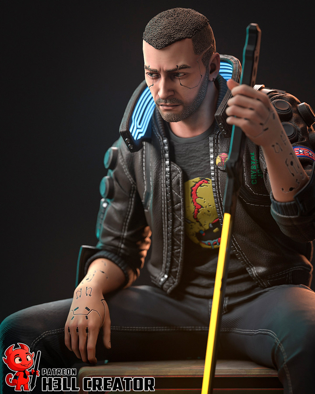 Male V (Cyberpunk 2077) resin figure by h3LLcreator — studio render 4