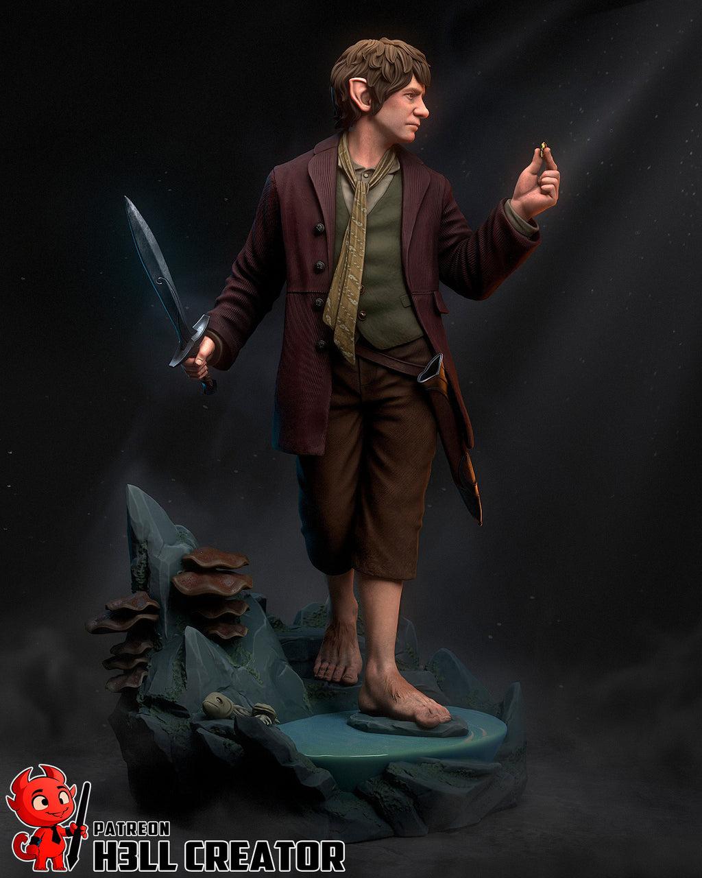 Bilbo Baggins (The Lord of the Rings) resin figure by h3LLcreator — studio render 6