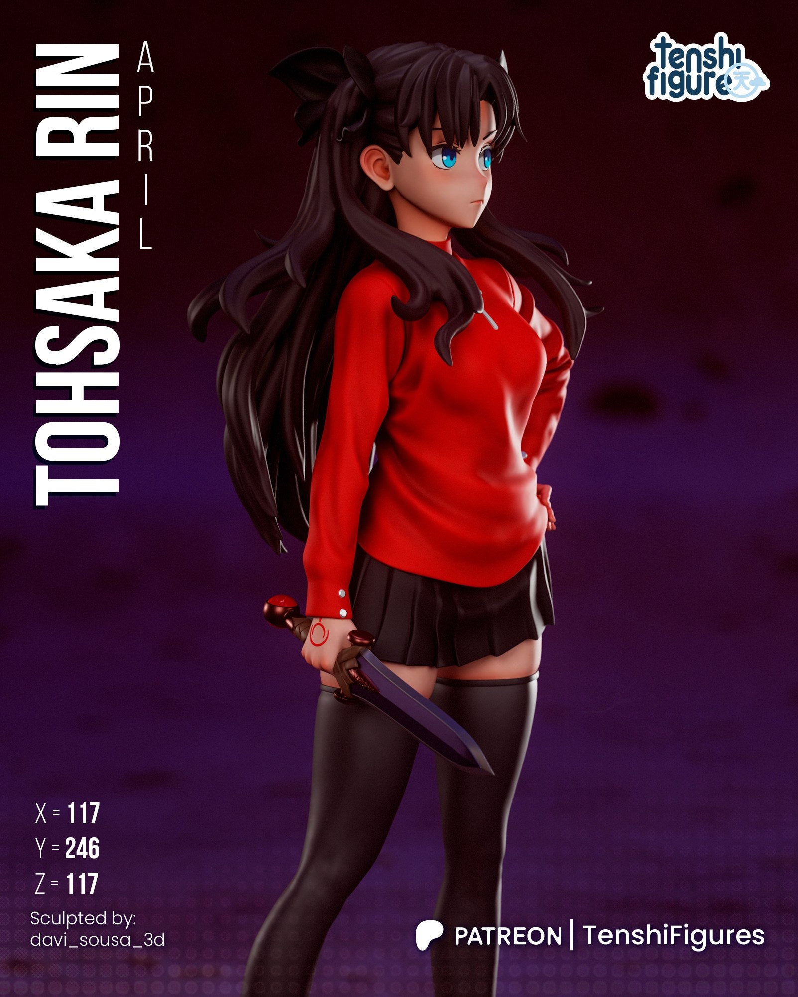 Rin Tohsaka (Fate) resin figure by Tenshi Figures — studio render 5