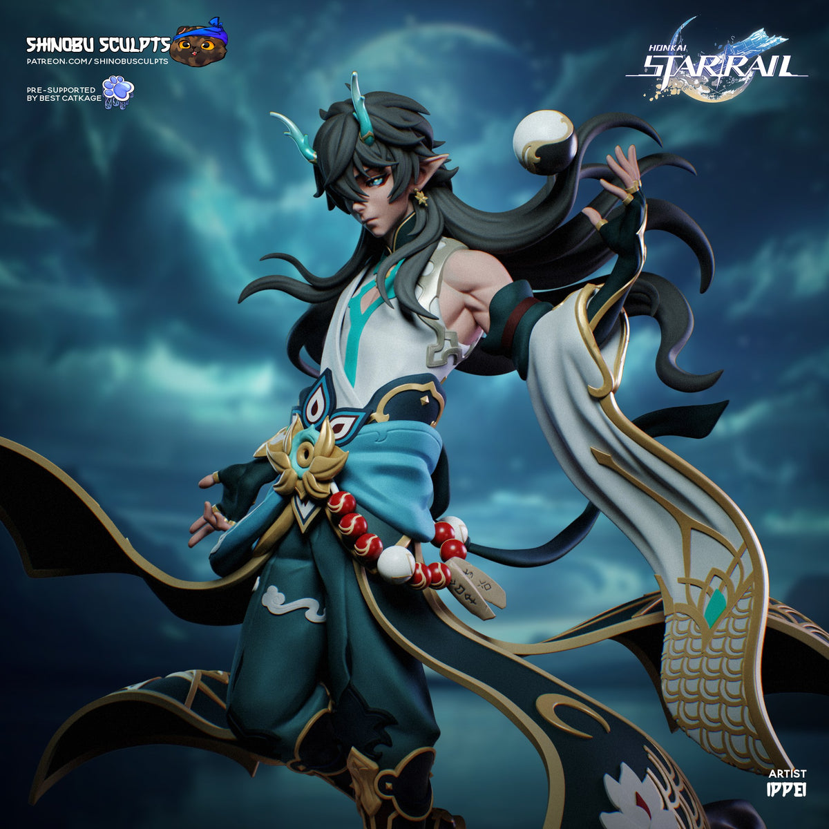 Dan Heng Imbibitor Lunae (Honkai Star Rail) resin figure by Shinobu Sculpts — studio render 1