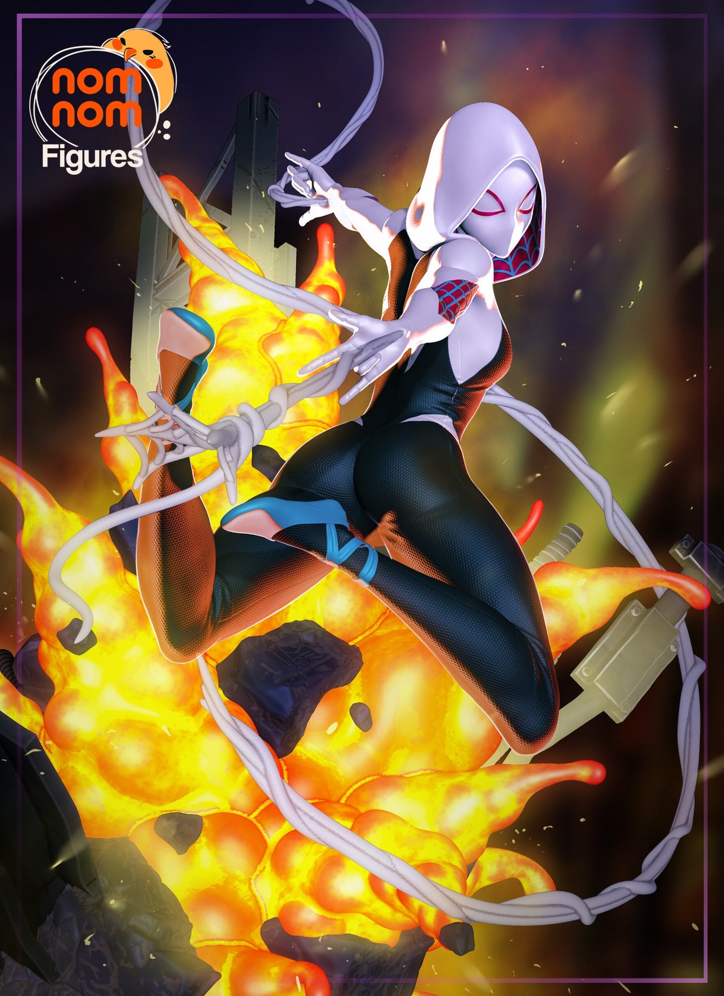 Spider-Gwen Marvel resin figure by NomNom Figures — studio preview 1