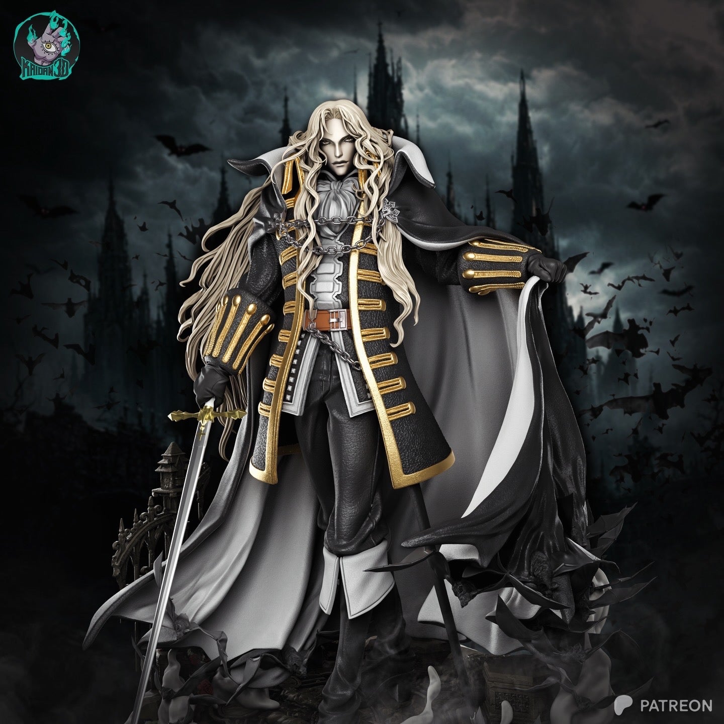 Alucard (Castlevania) resin figure by Kaidan 3D — studio render 2