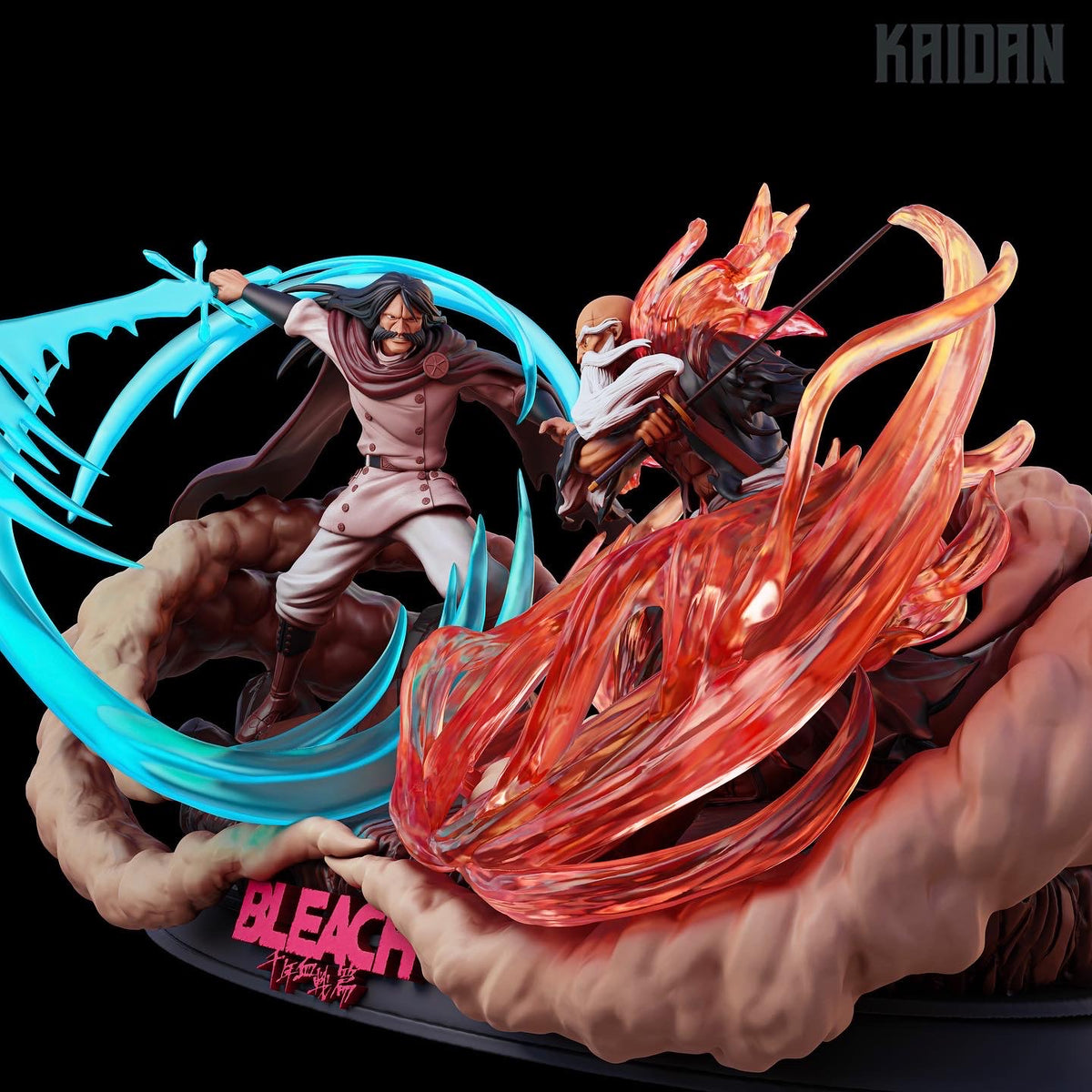 Yhwach and Yamamoto (Bleach) resin figure by Kaidan 3D — studio render 3