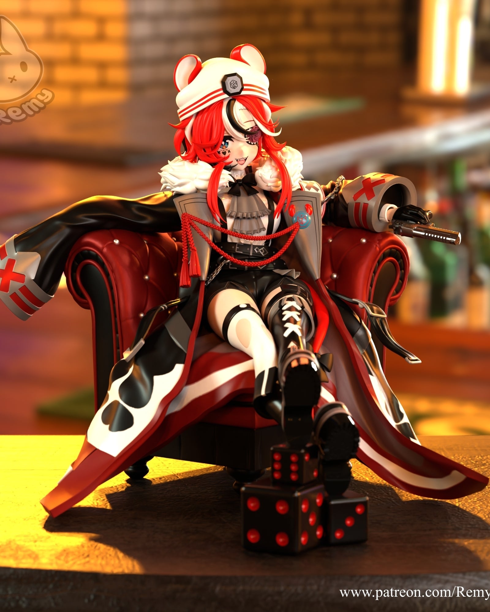Hakos Baelz (Hololive) resin figure by RemyJF — studio render 1