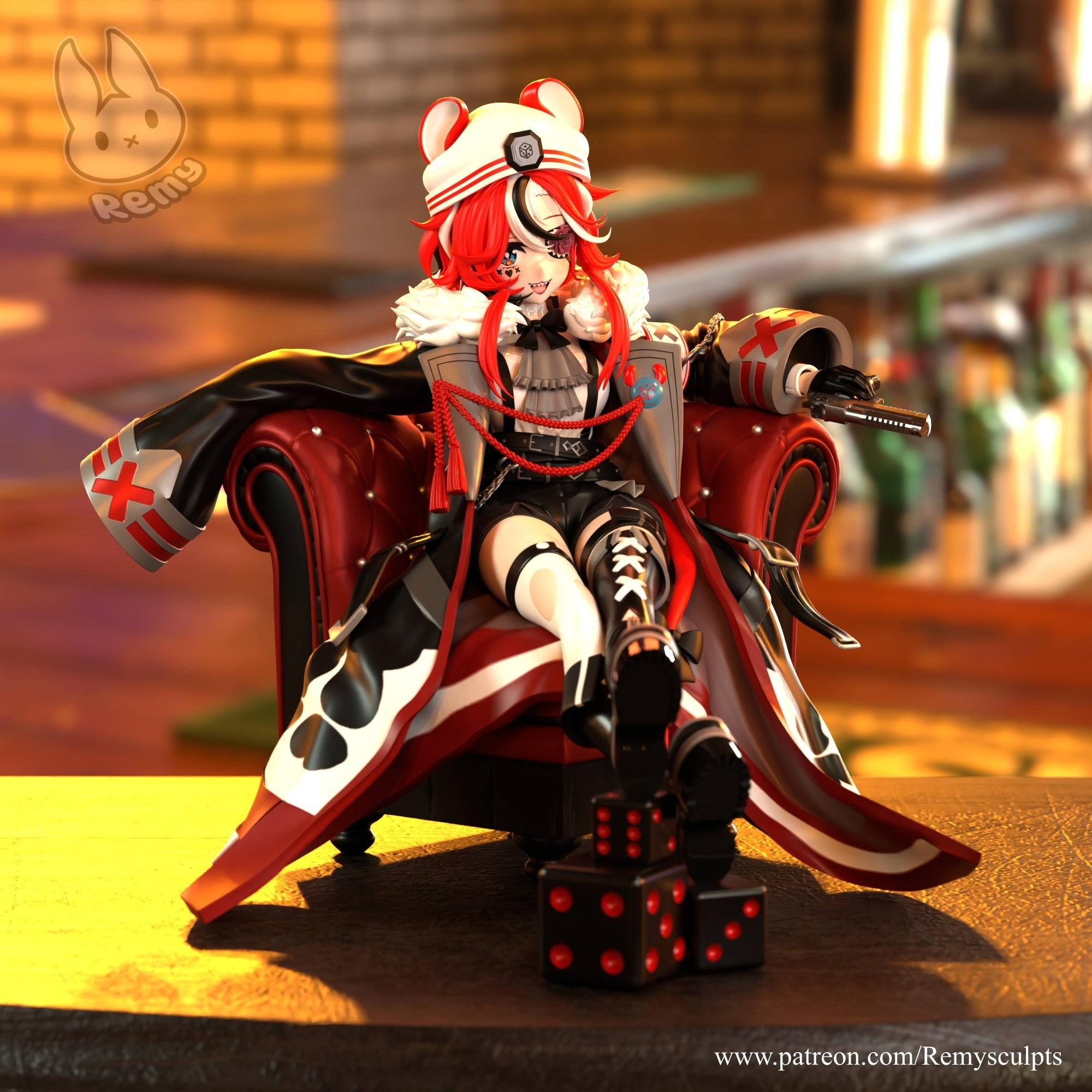 Hakos Baelz (Hololive) resin figure by RemyJF — studio render 1
