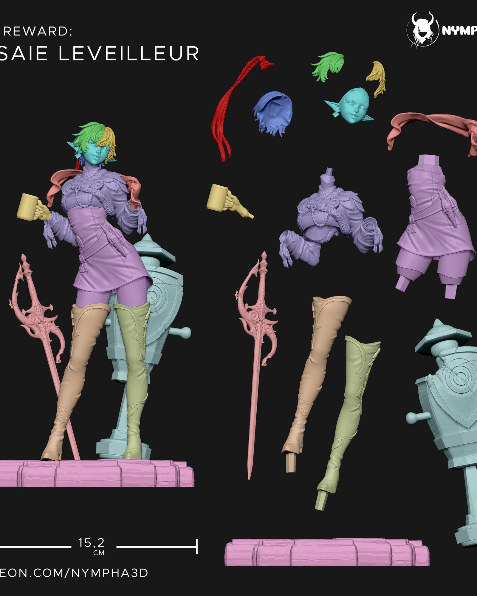 Alisaie Leveilleur (Final Fantasy) resin figure by Nympha — studio render 4