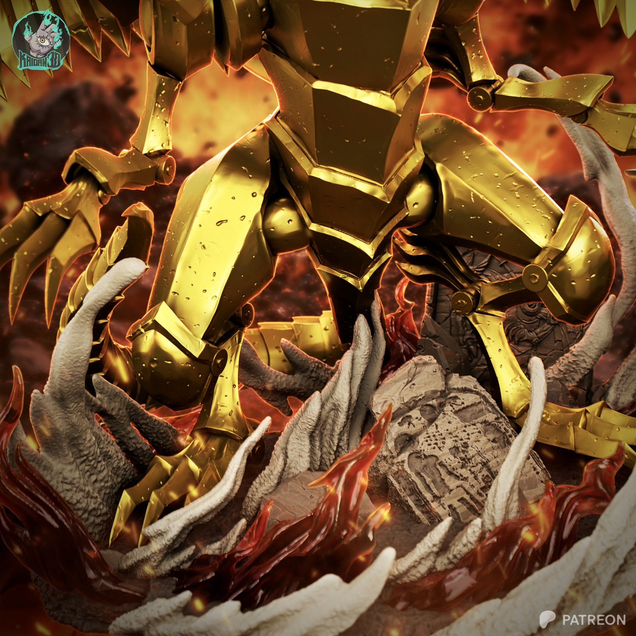 The Winged Dragon of Ra (Yu-Gi-Oh!) resin figure by Kaidan 3D — studio render 4