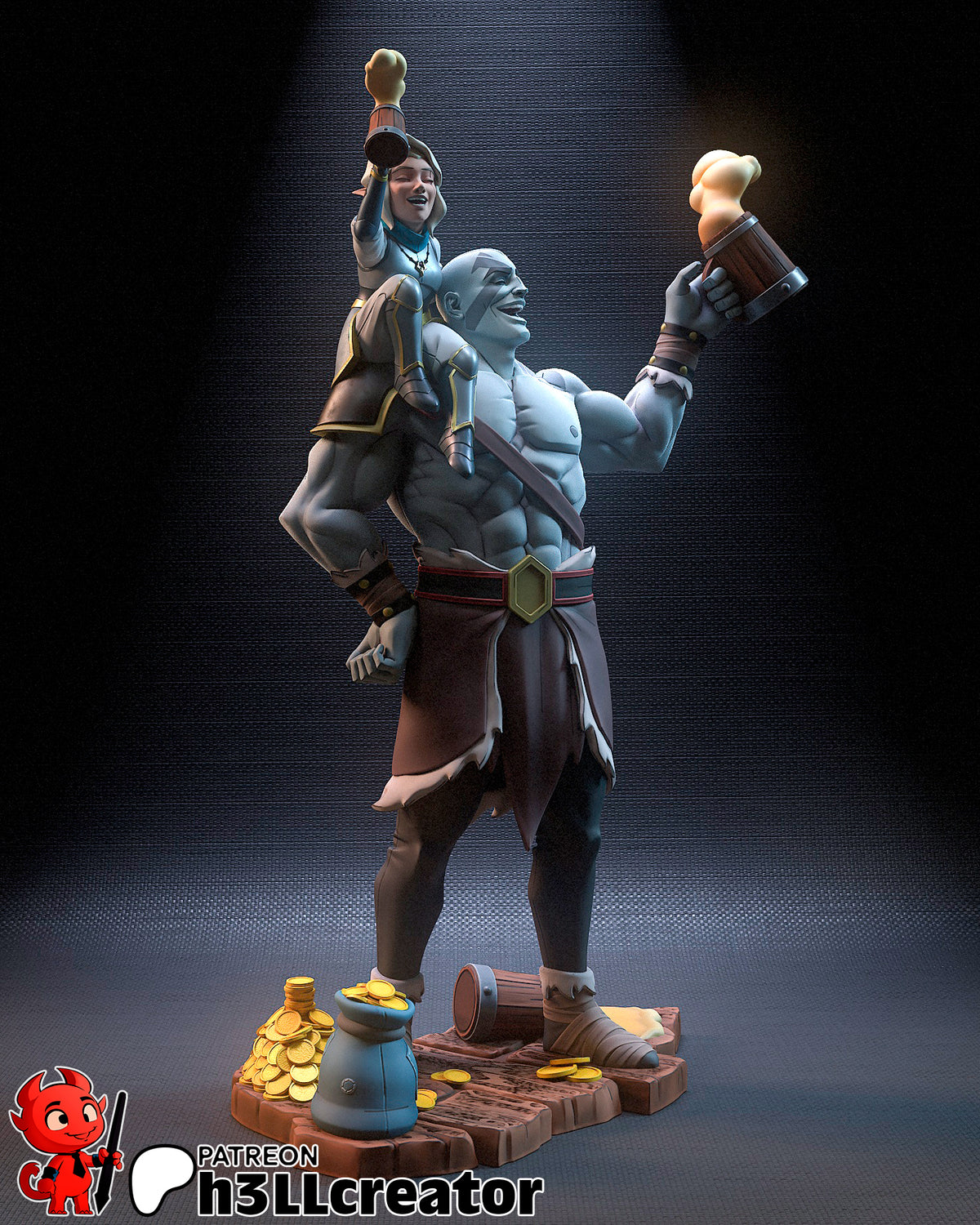 Grog and Pike (Critical Role) resin figure by h3LLcreator — studio render 5