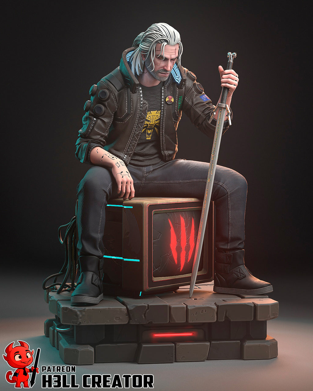 Geralt of Rivia (The Witcher) resin figure by h3LLcreator — studio render 3